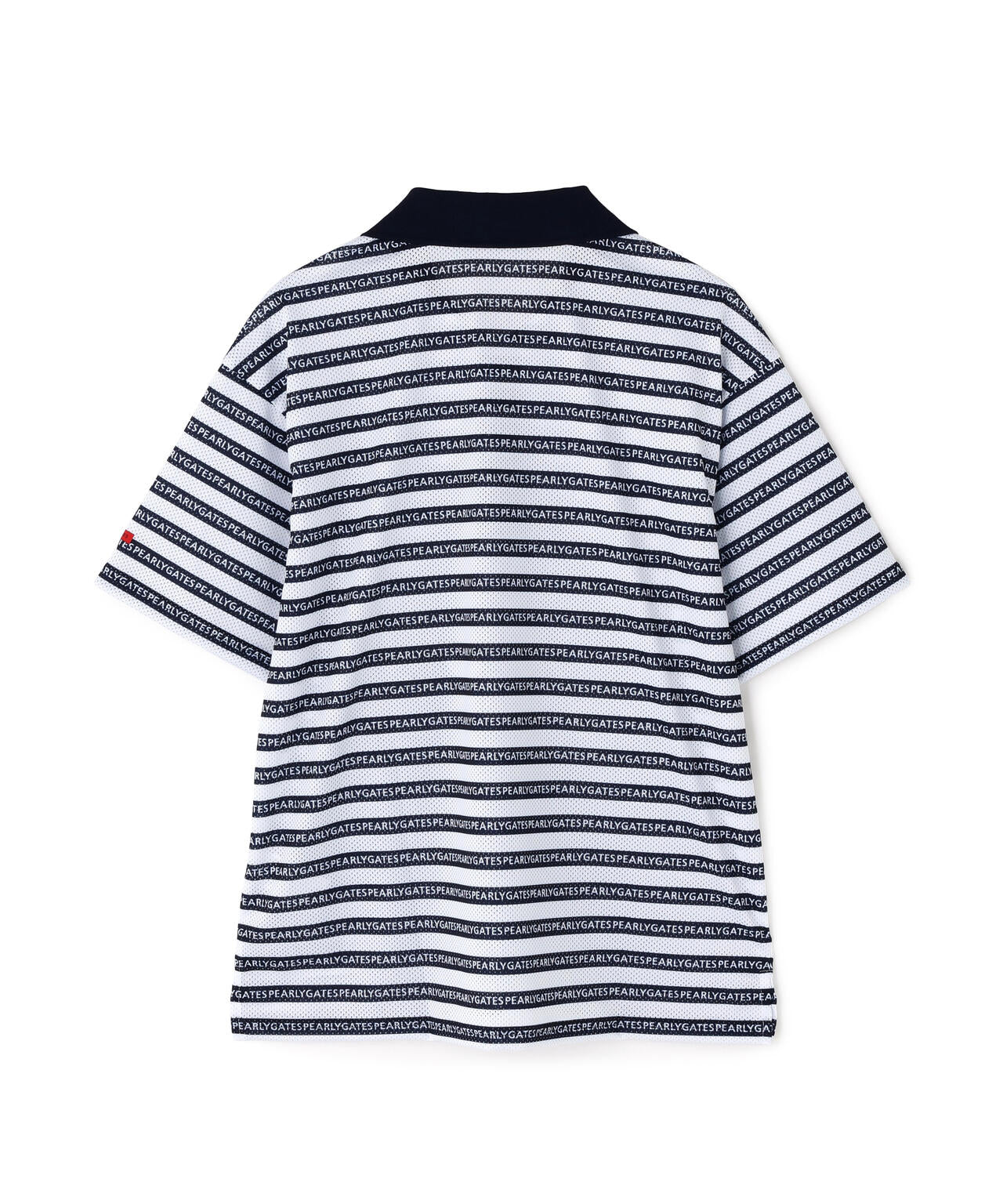 KAZEメッシュ半袖ポロシャツ ＜ロゴボーダー柄＞