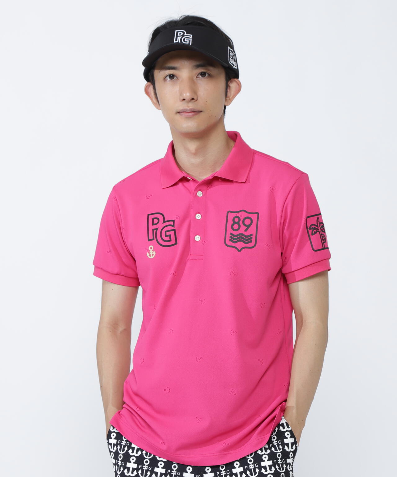 ストレッチカノコアンカージャガード半袖ポロシャツ