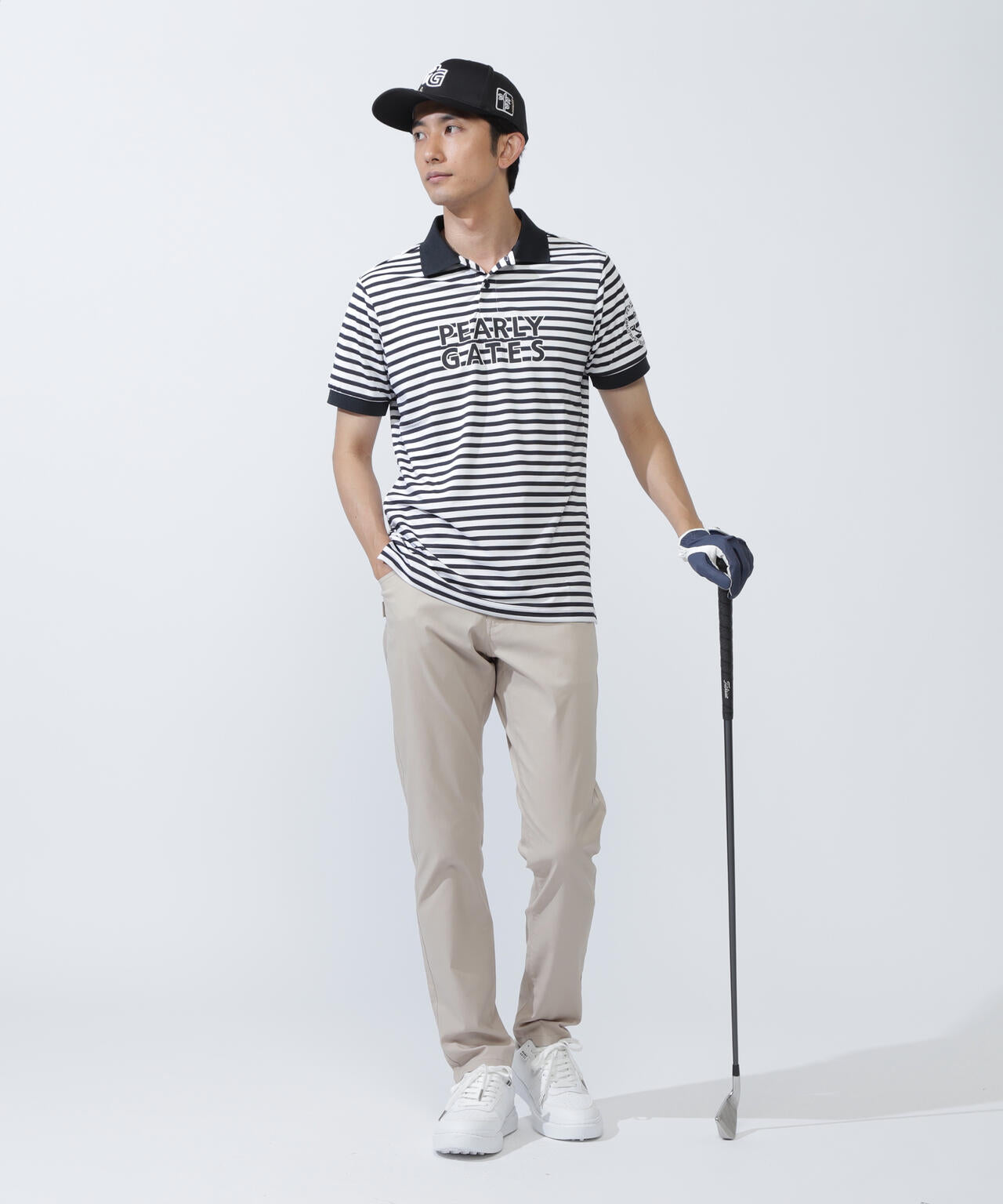 PG is PG ハイゲージストレッチBOXカノコ半袖ポロシャツ ＜ボーダー柄＞