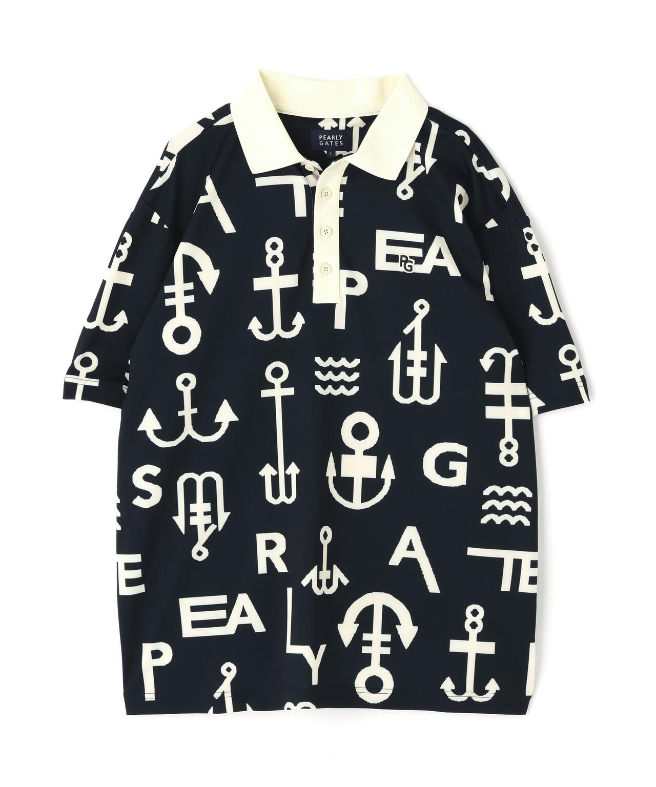 梨地半袖ポロシャツ ＜アンカーロゴ総柄＞