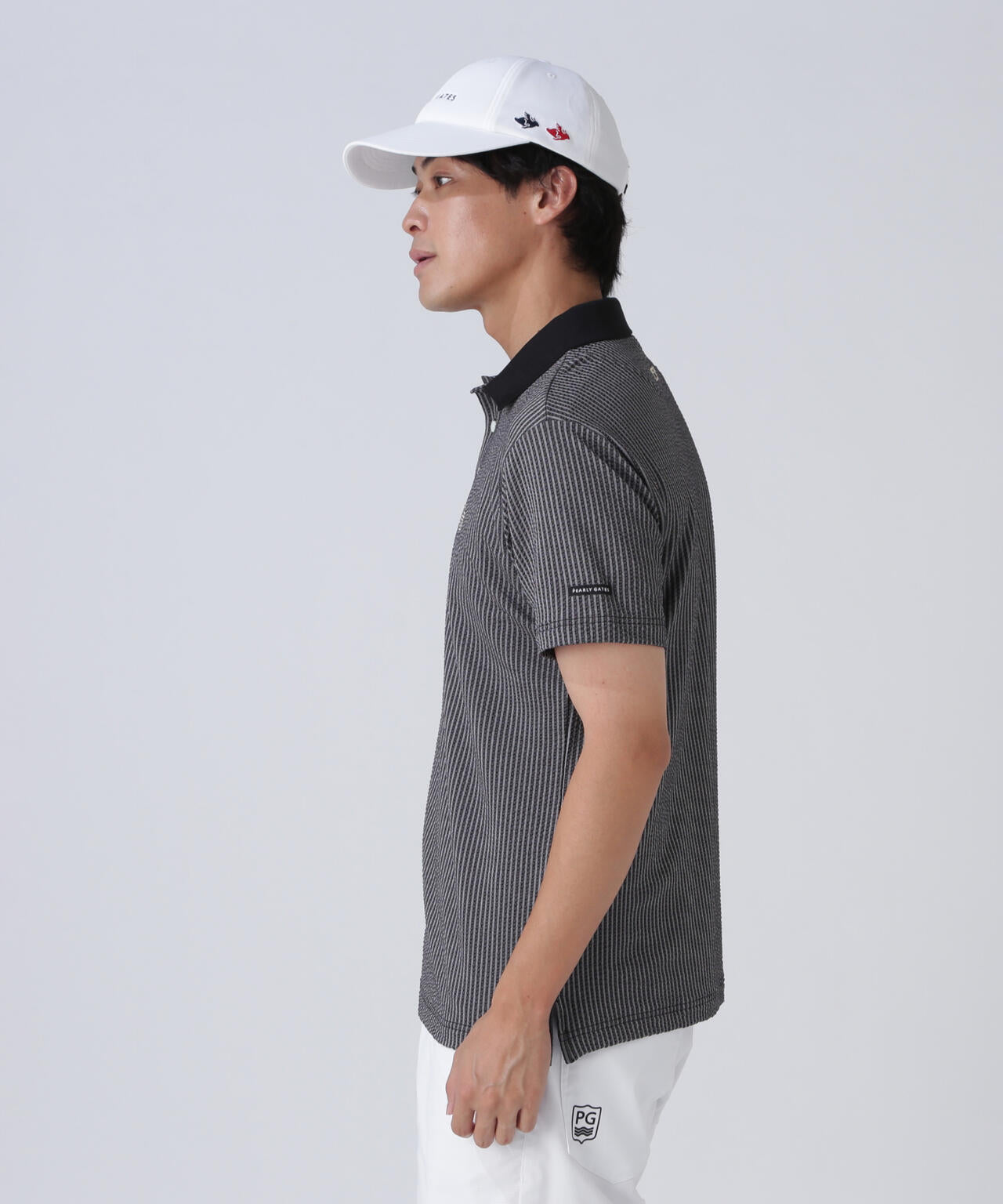 サッカーストライプ半袖ポロシャツ