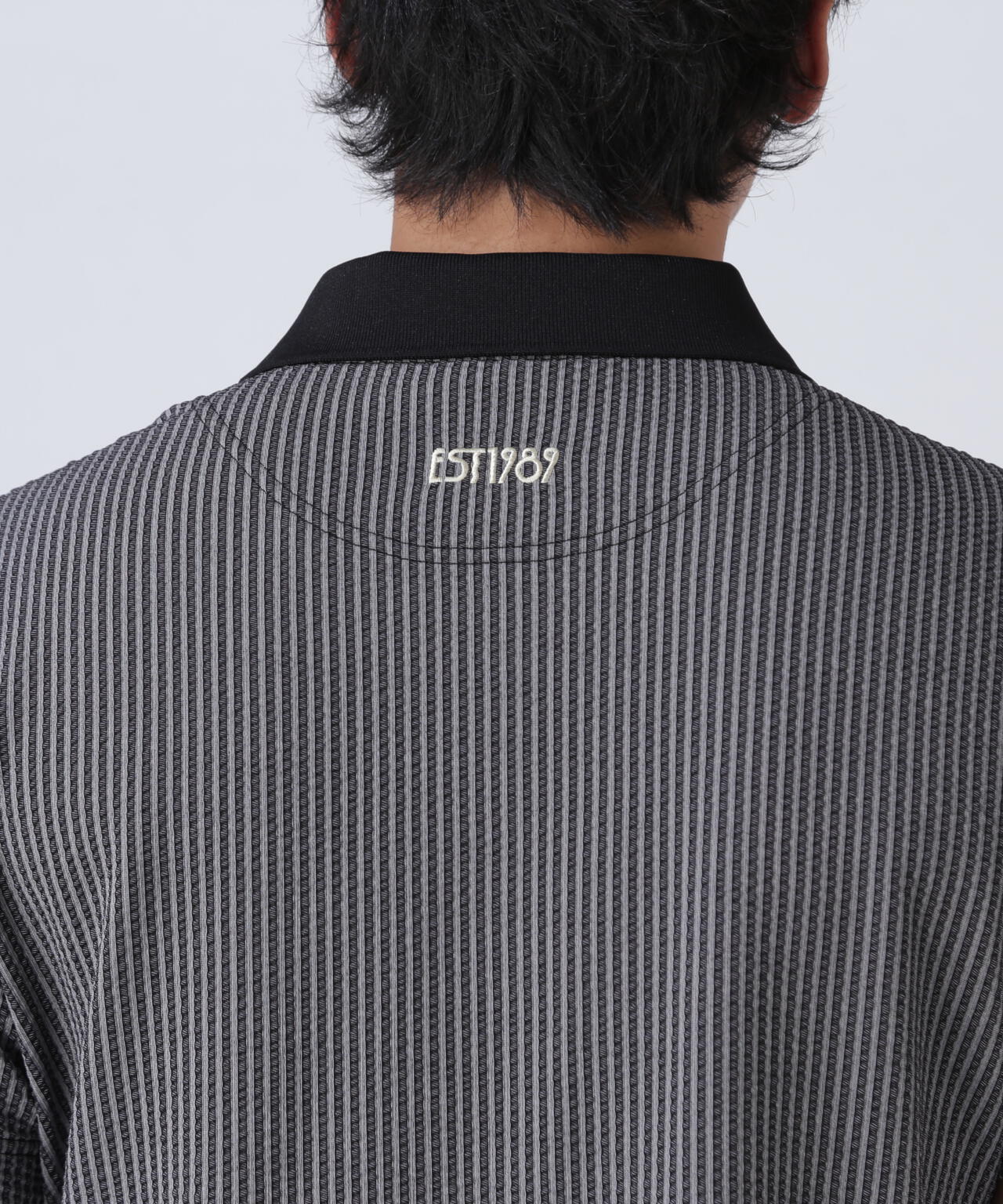 サッカーストライプ半袖ポロシャツ