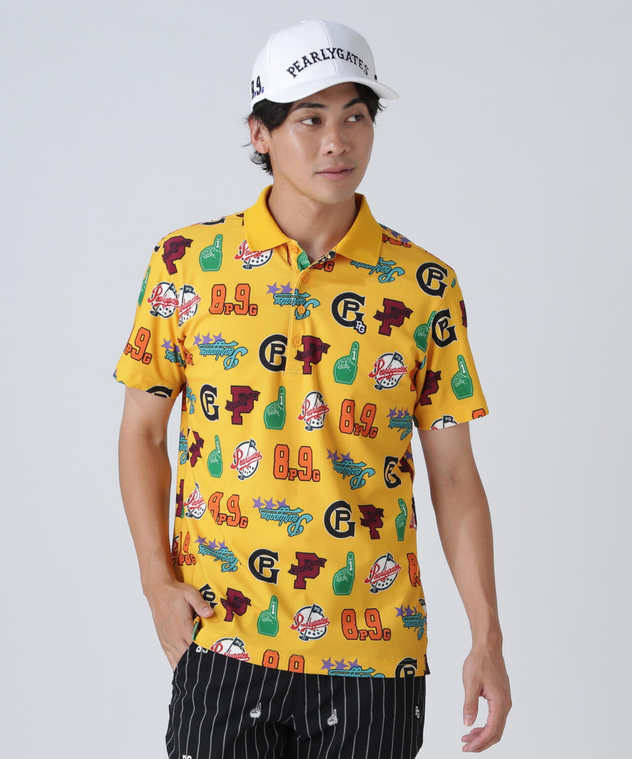 Peストレッチメッシュ半袖ポロシャツ ＜POPベースボール柄＞