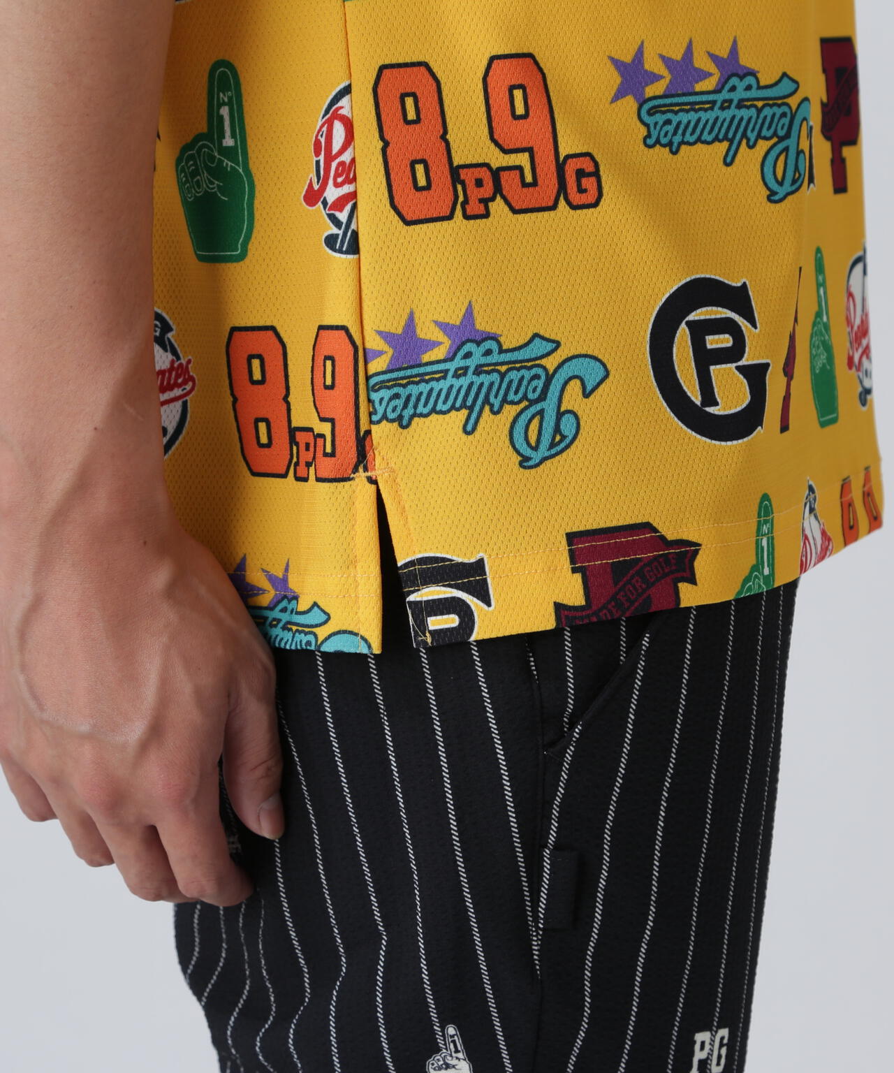 Peストレッチメッシュ半袖ポロシャツ ＜POPベースボール柄＞