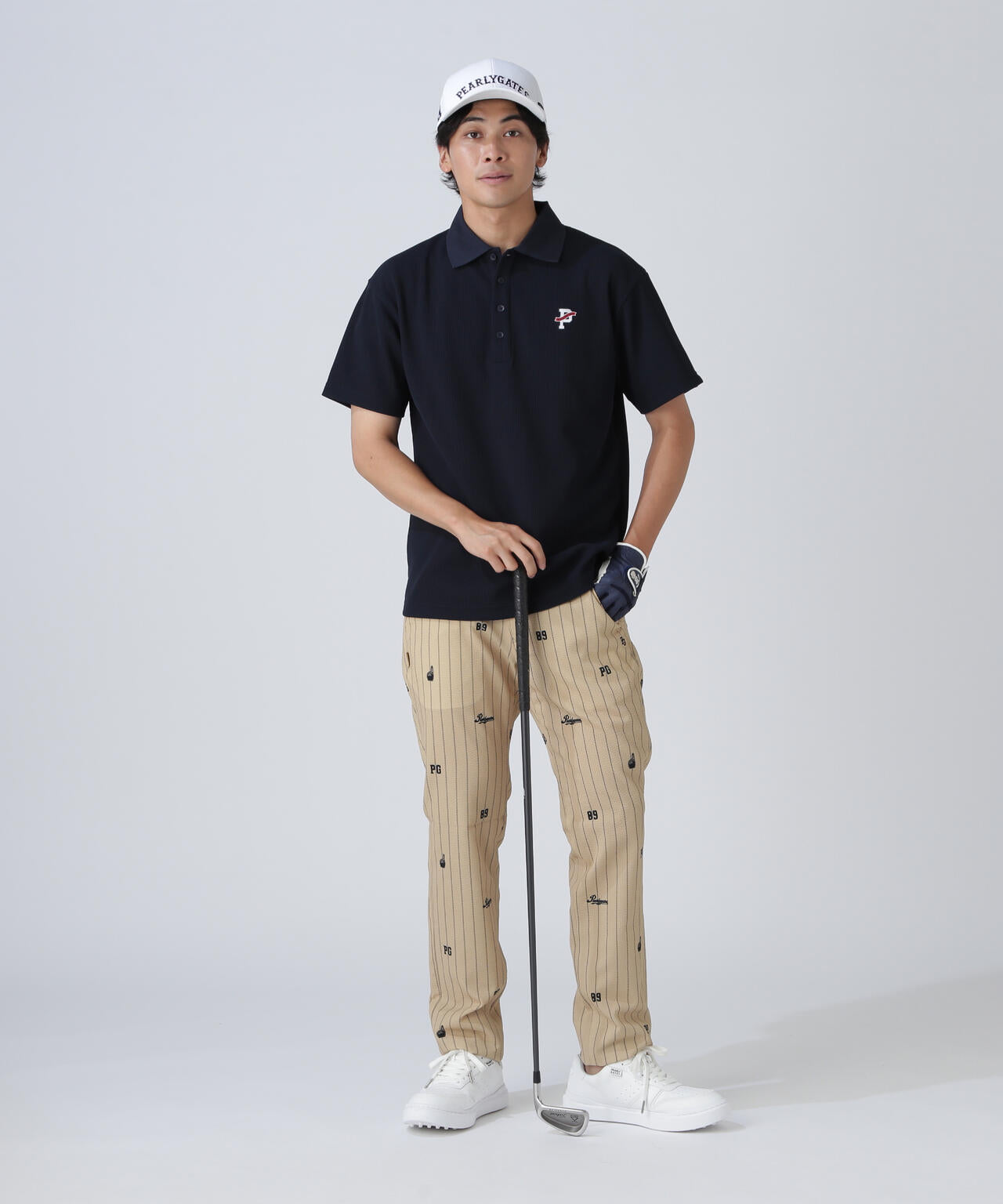 ○★新品未使用　PEARLY GATES　ワッフル調ポロシャツ　4　ホワイト PEARLY GATES パーリーゲイツ 半袖ポロシャツ ブルー系 4 ゴルフ