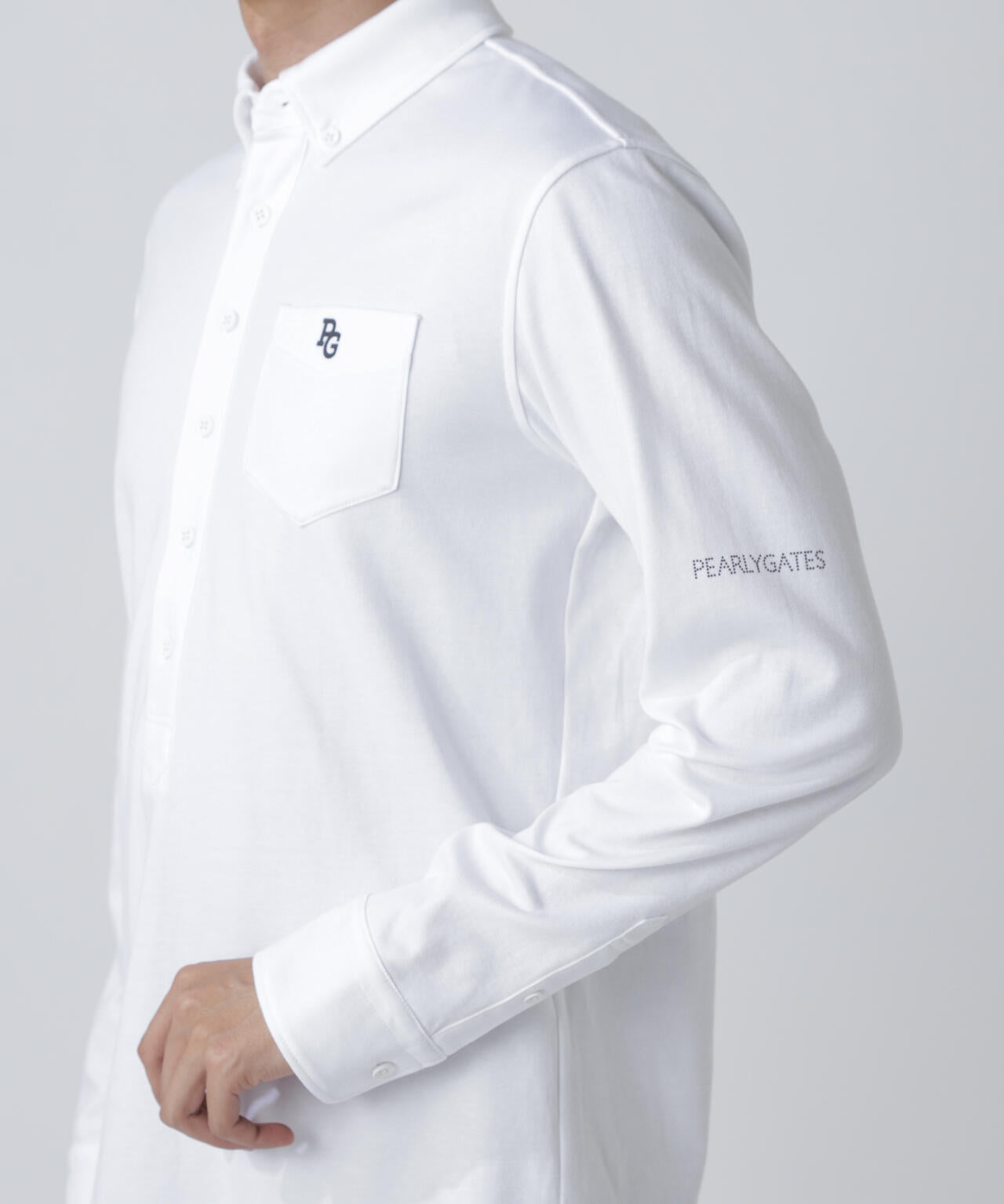 TCドットジャガード長袖ボタンダウンカットソー