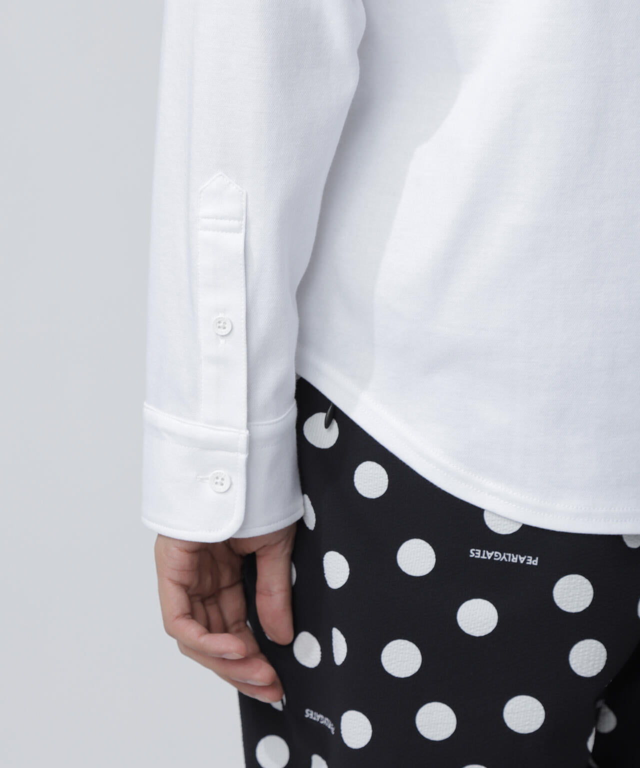 TCドットジャガード長袖ボタンダウンカットソー