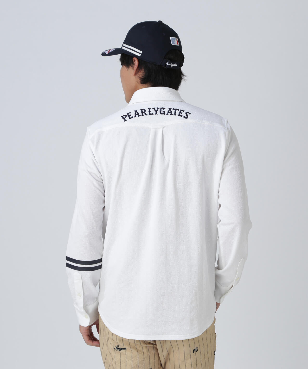 タックジャガードストライプ長袖カットソー