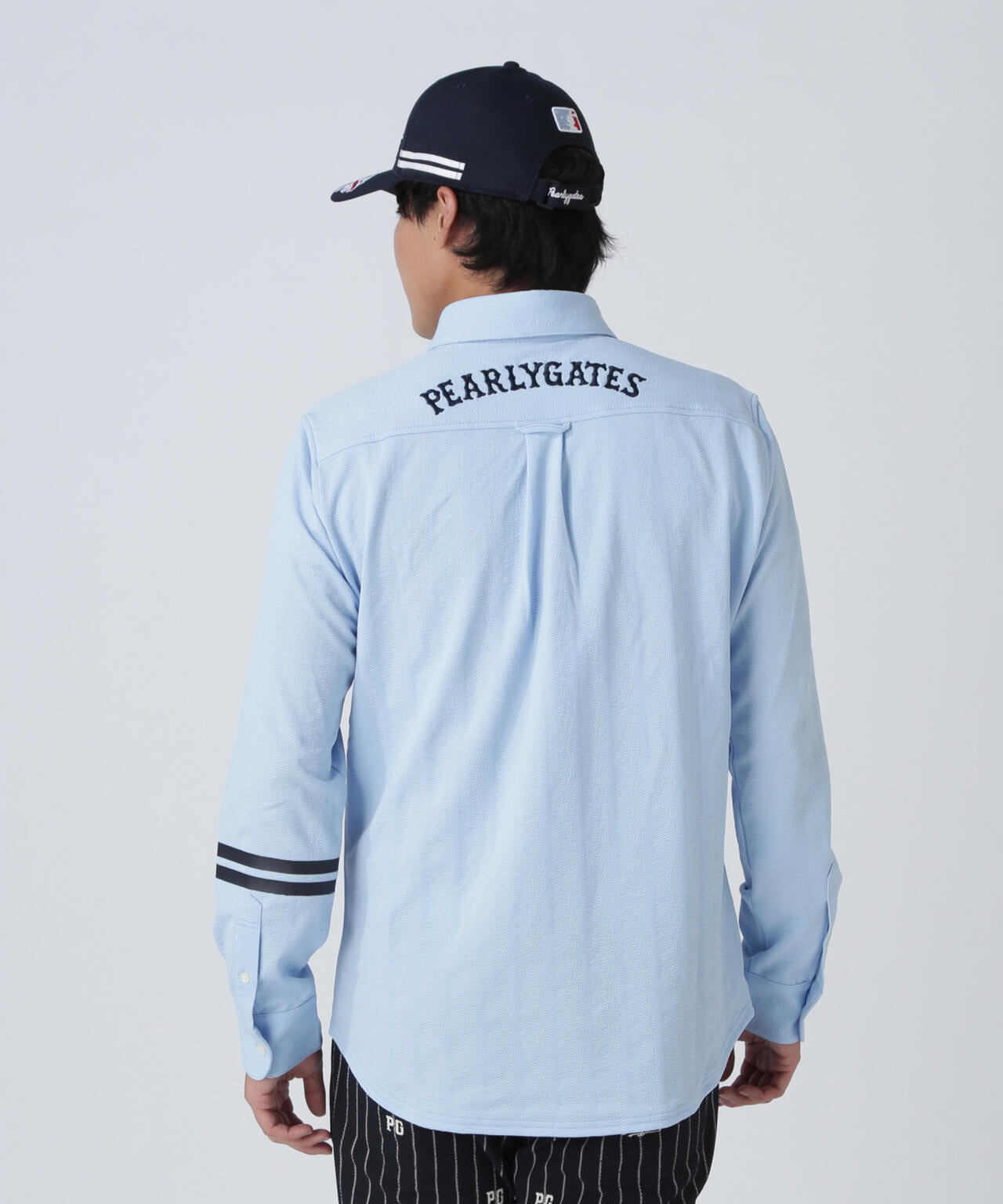 タックジャガードストライプ長袖カットソー