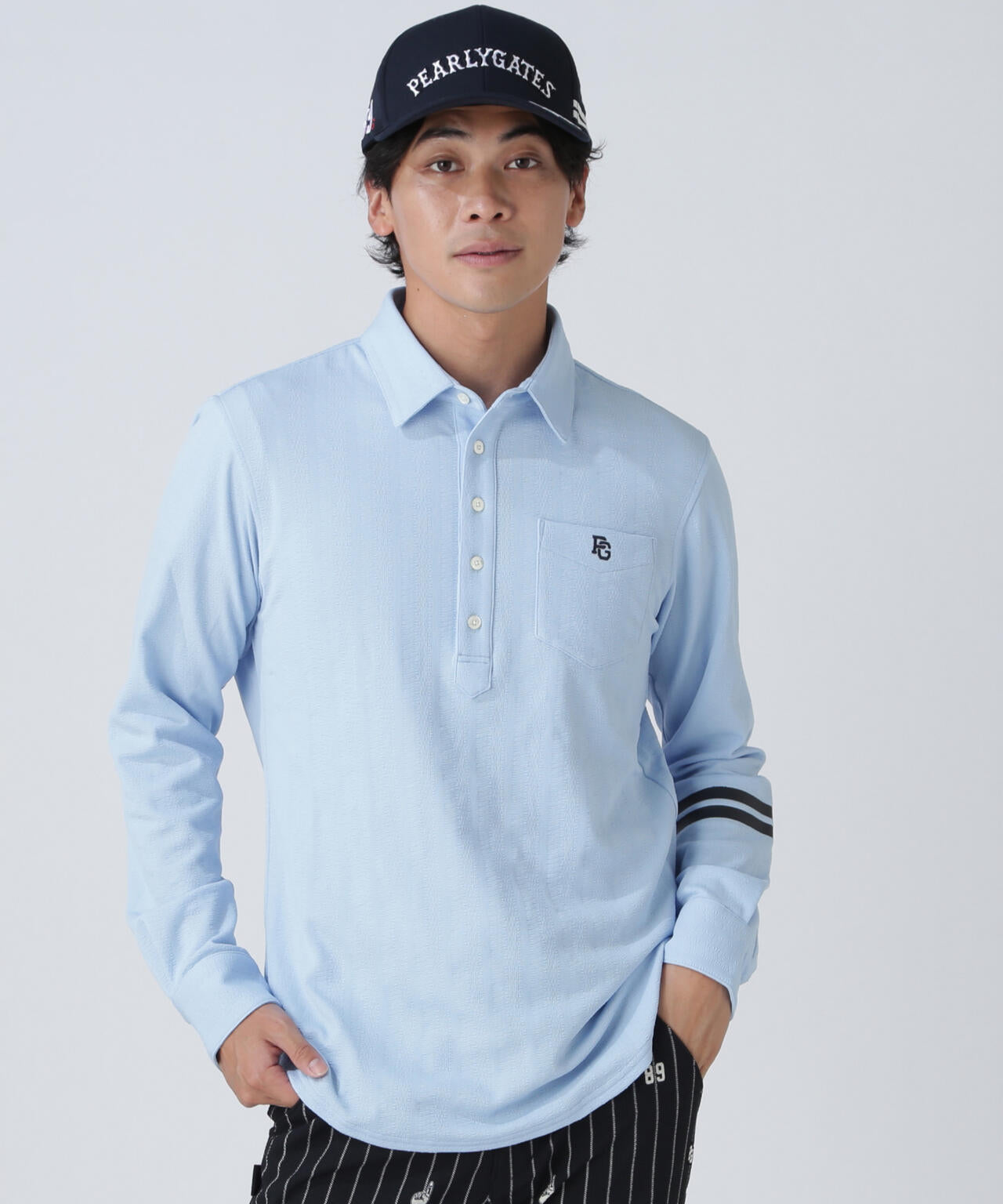 タックジャガードストライプ長袖カットソー