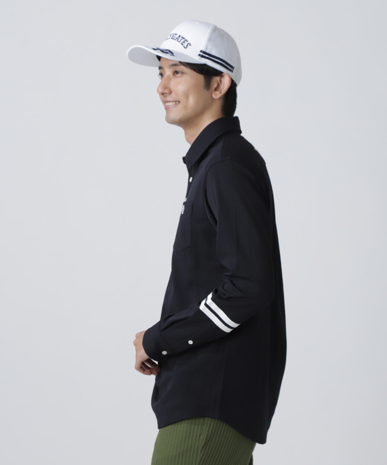 タックジャガードストライプ長袖カットソー