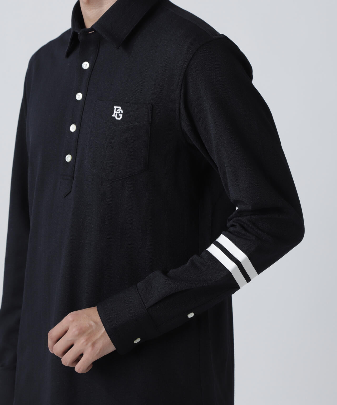 タックジャガードストライプ長袖カットソー