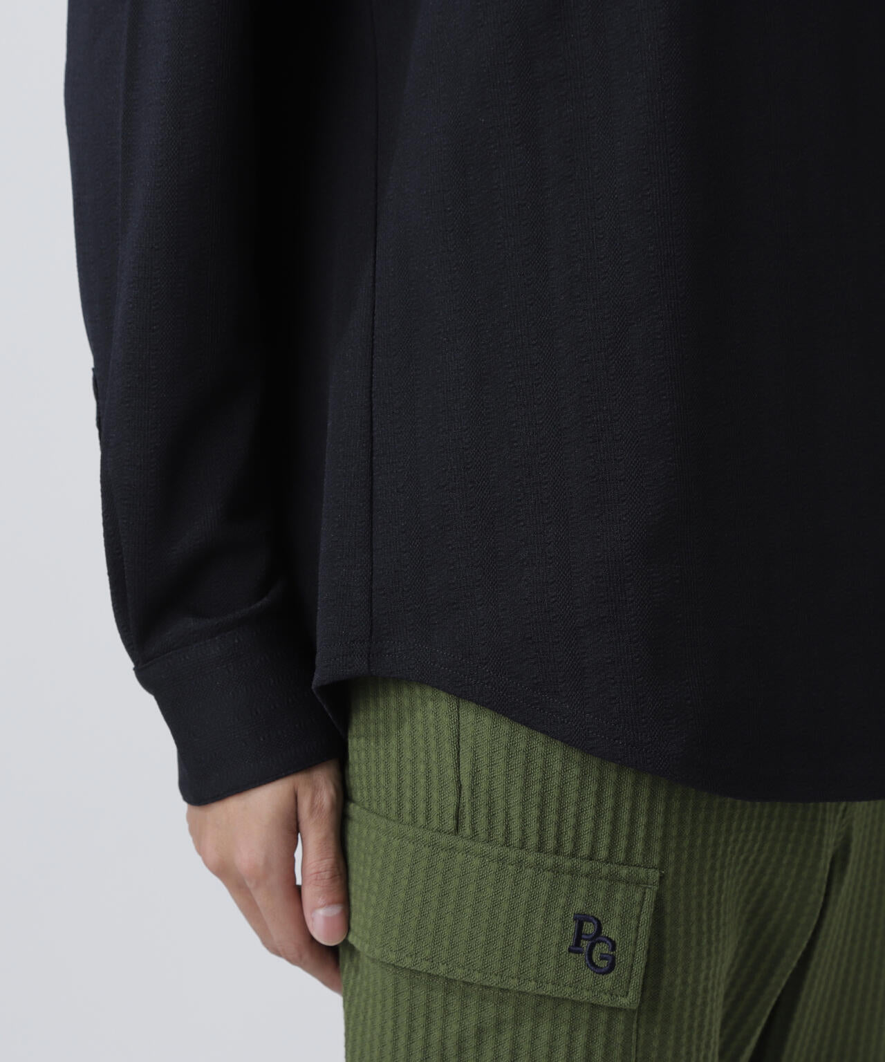 タックジャガードストライプ長袖カットソー