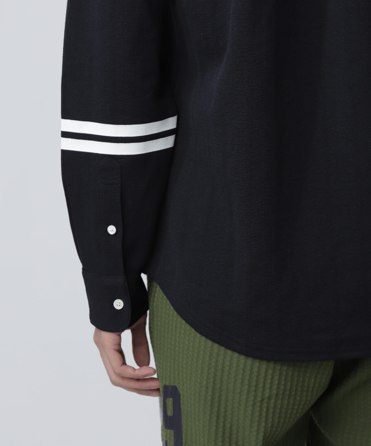 タックジャガードストライプ長袖カットソー