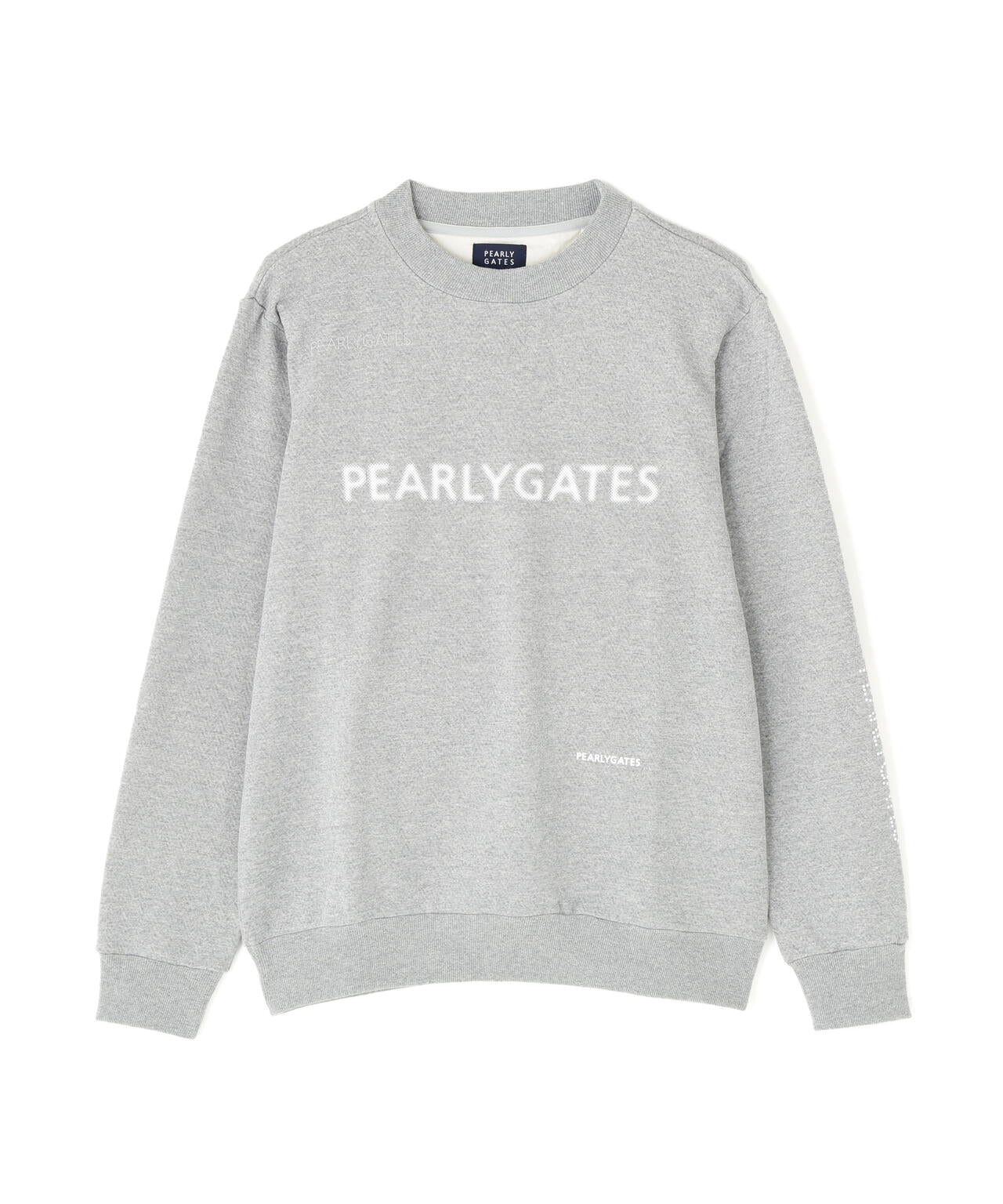 470 パーリーゲイツ 定価35,200円 裏起毛パーカー グレー サイズ0 S ジグザグ裏毛ジャガードクルーネックスウェットプルオーバー