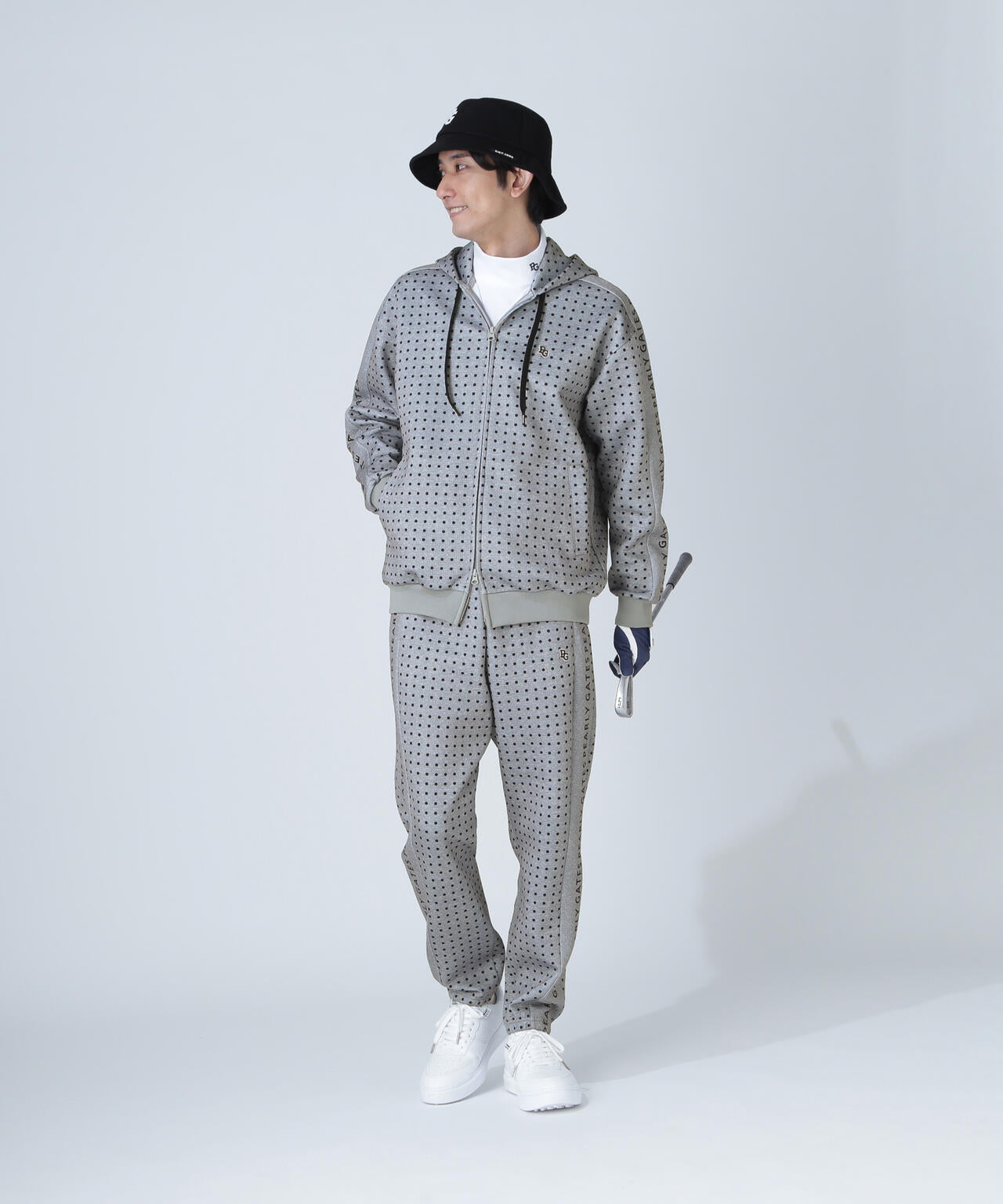 PEARLY GATES ダブルジップパーカー　サイズ5 パーリーゲイツ☆ロゴ☆ストレッチ☆ダブルジップパーカー