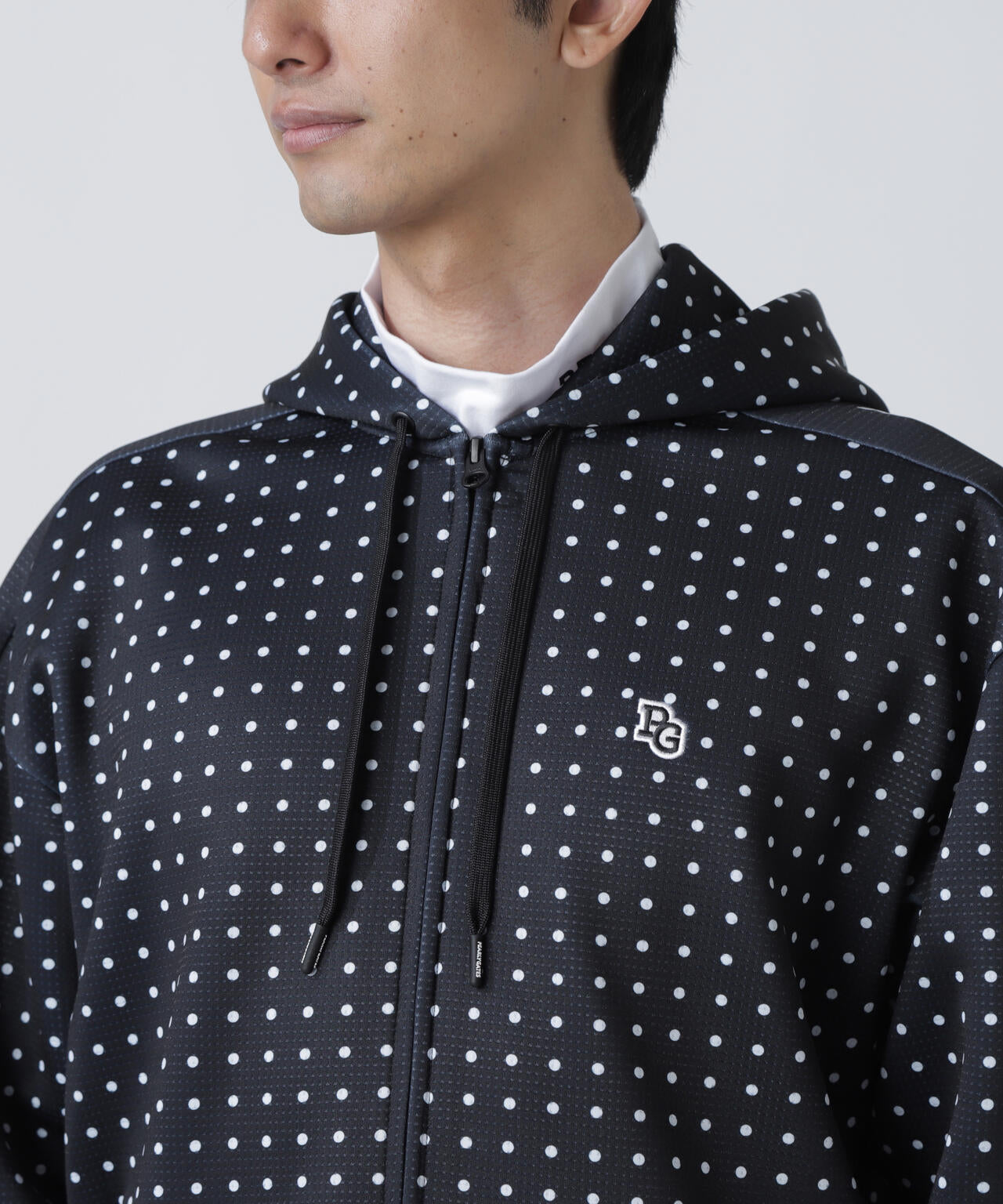 ダブルフェイス フルジップフーディ ＜ミニドット柄＞