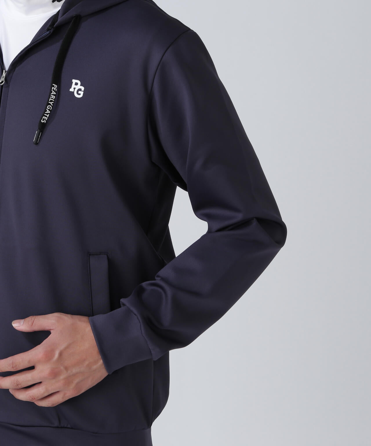 【PEARLY GATES】フルジップフーディジャケット ダークインディゴブルー PGG】【直営店舗&公式オンライン限定】ストレッチデニット