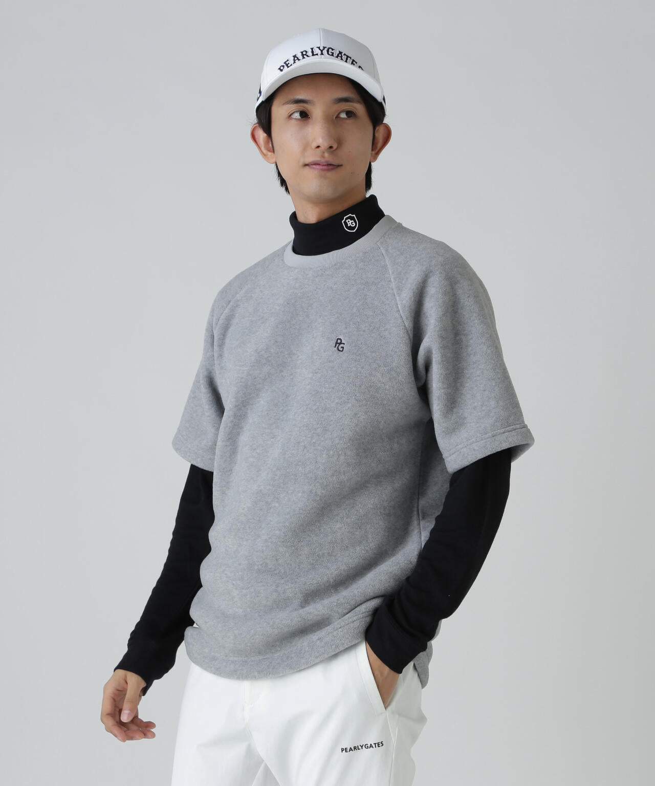 リサイクルマイクロフリース半袖クルーネックプルオーバー