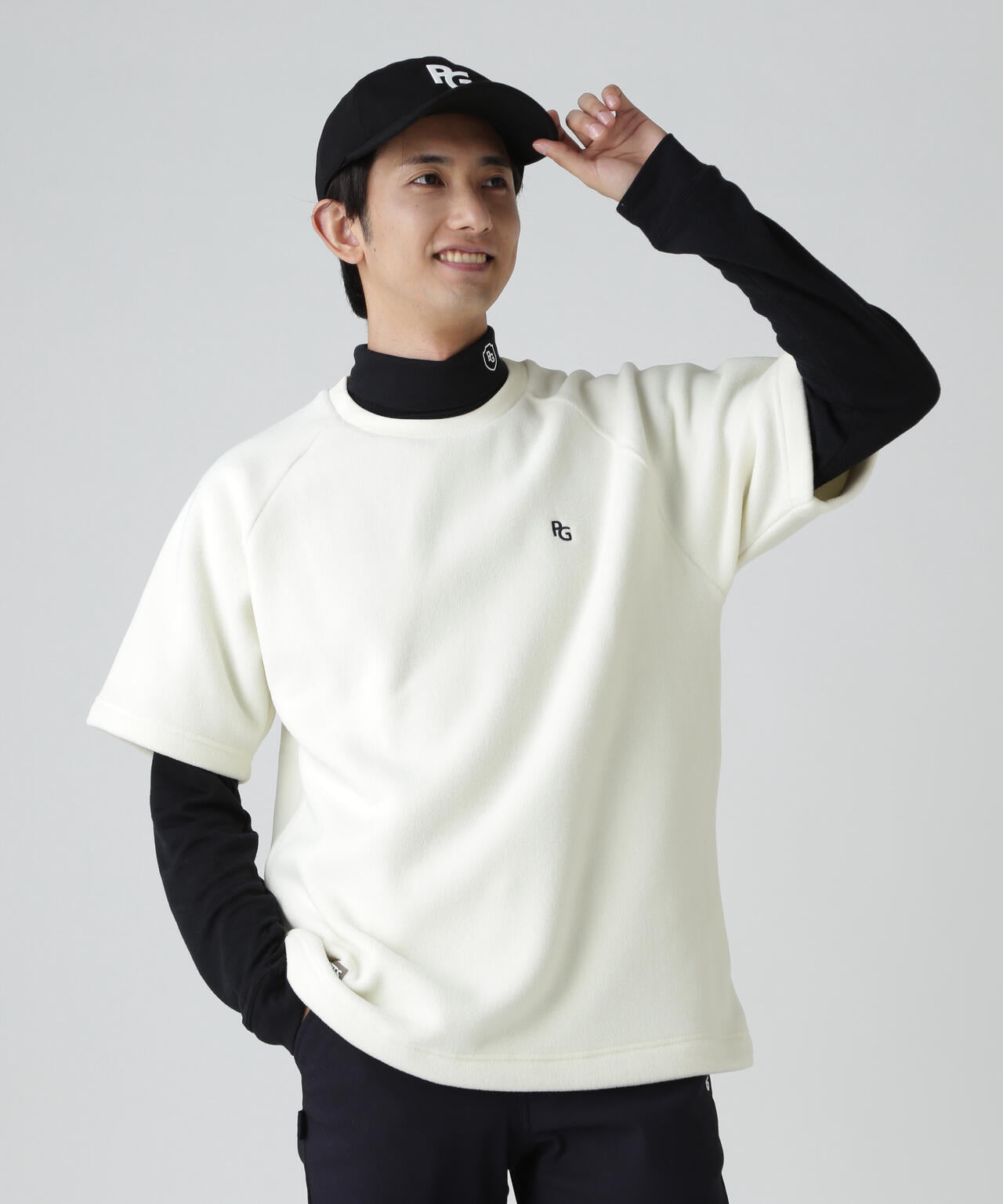 リサイクルマイクロフリース半袖クルーネックプルオーバー