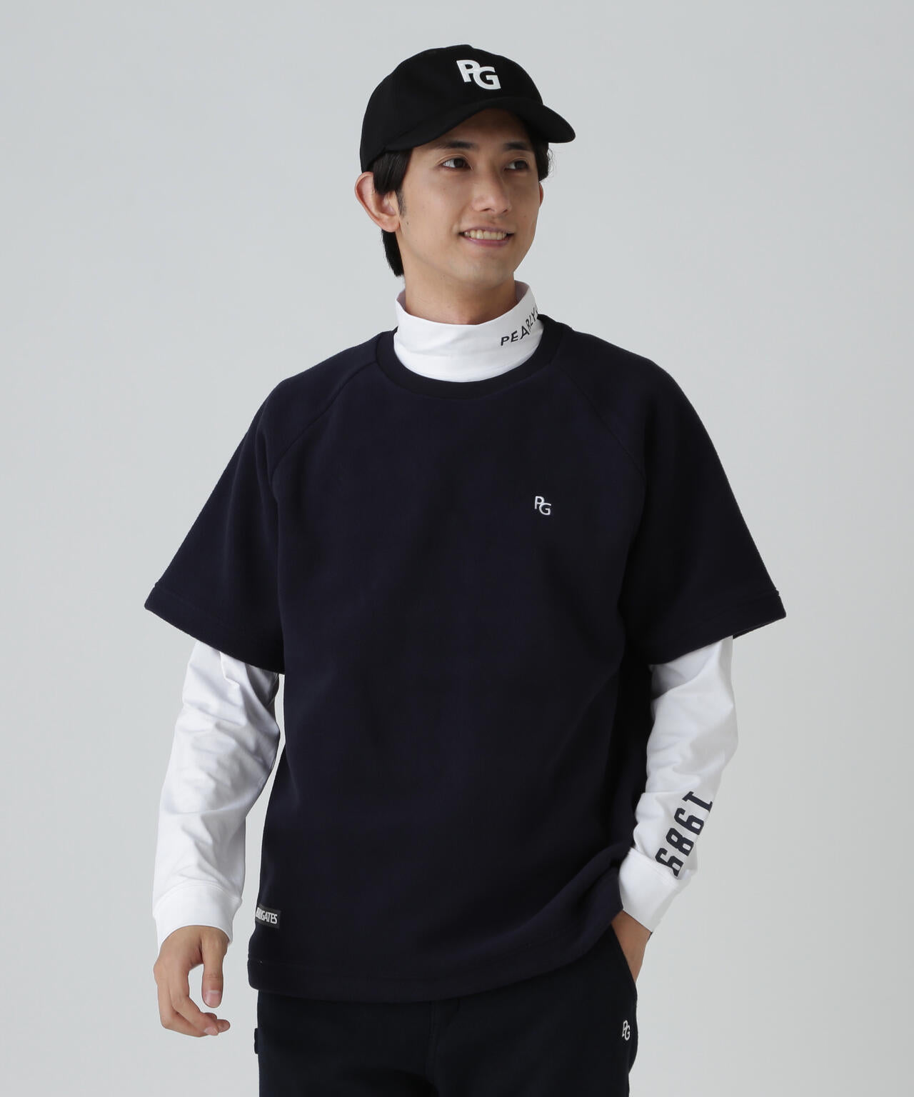 リサイクルマイクロフリース半袖クルーネックプルオーバー