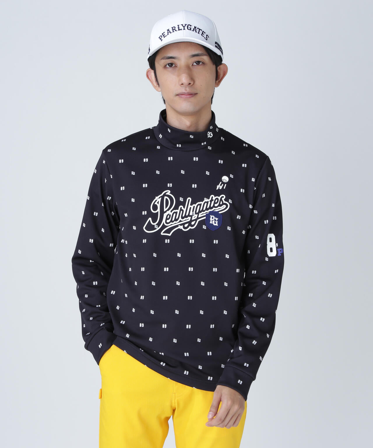 鹿の子ダンボールゼブラ長袖ハイネックカットソー ＜PG89ロゴ柄