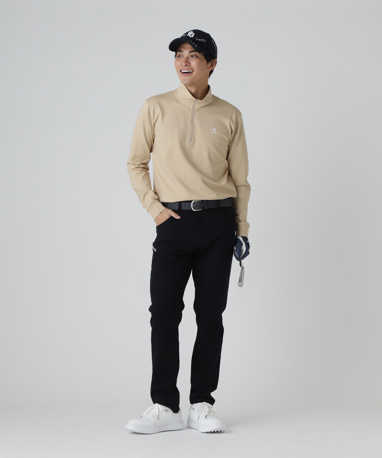 【PGHORSE】ソフトフィールポンチ長袖ハーフジップカットソー