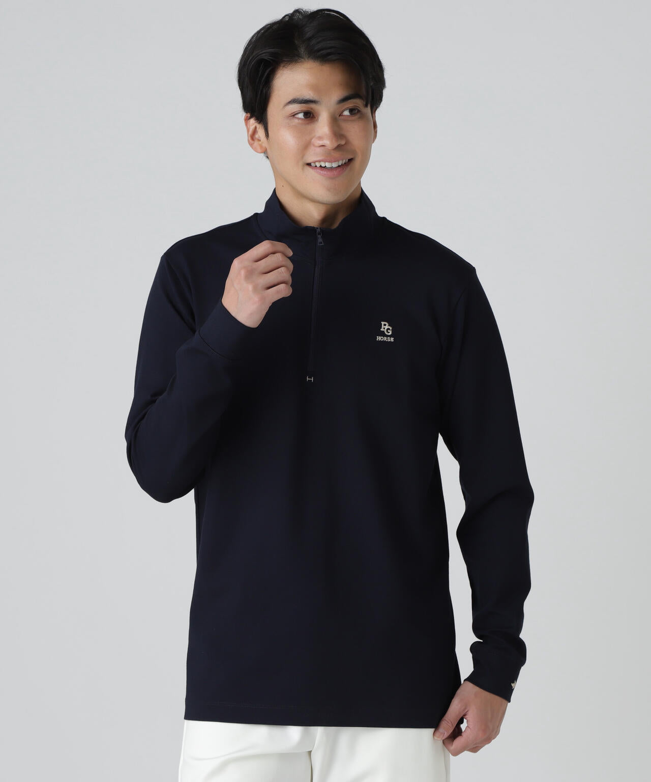 【PGHORSE】ソフトフィールポンチ長袖ハーフジップカットソー