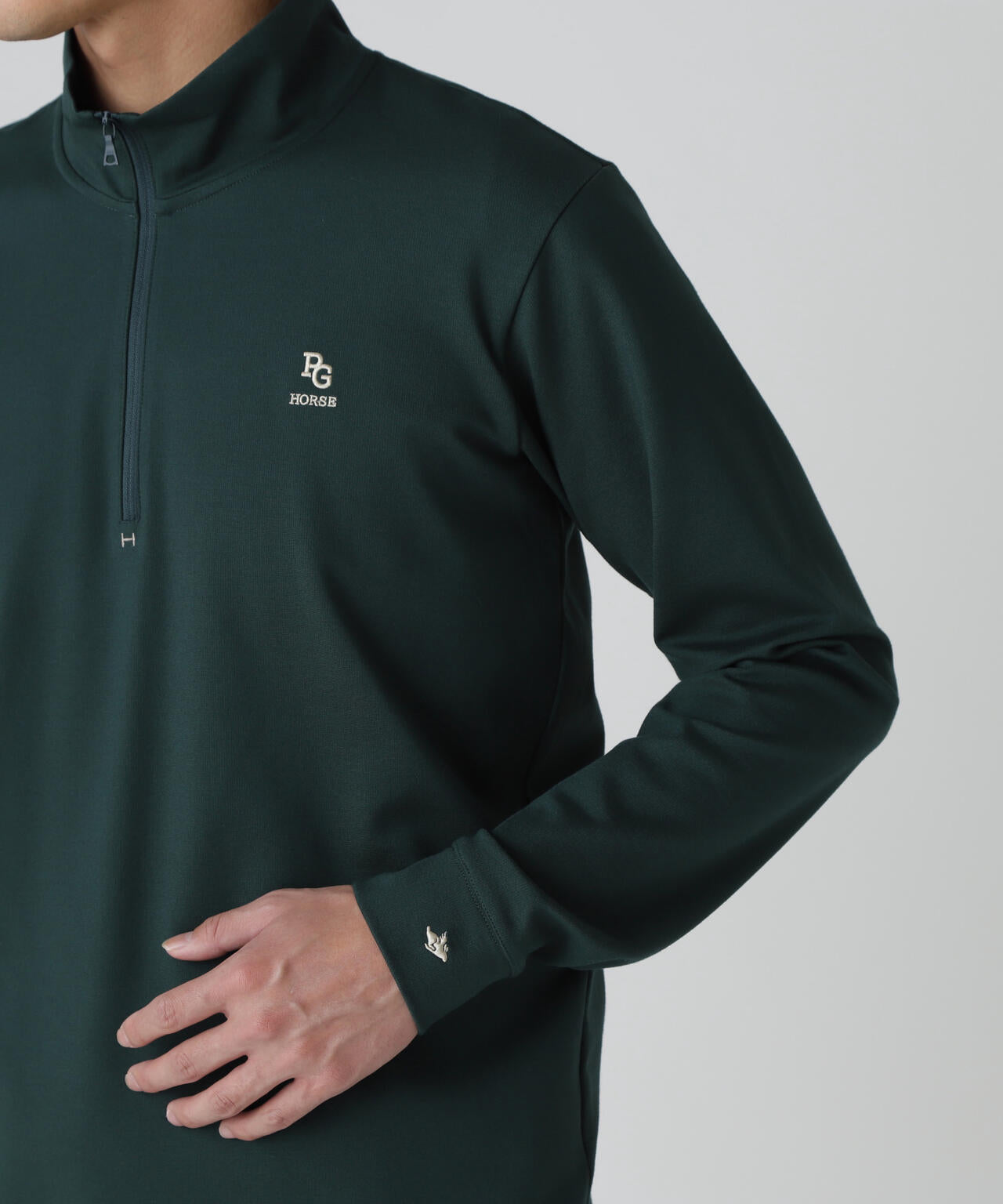 【PGHORSE】ソフトフィールポンチ長袖ハーフジップカットソー
