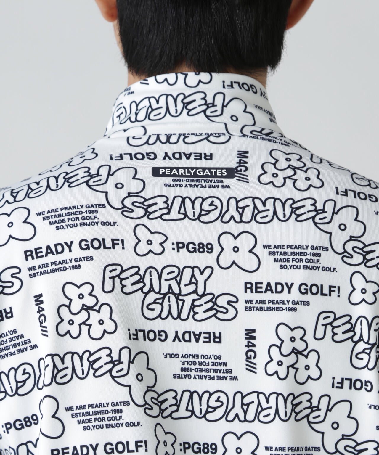 裏起毛ベア天竺長袖ハイネックカットソー ＜ロゴ×花柄プリント＞