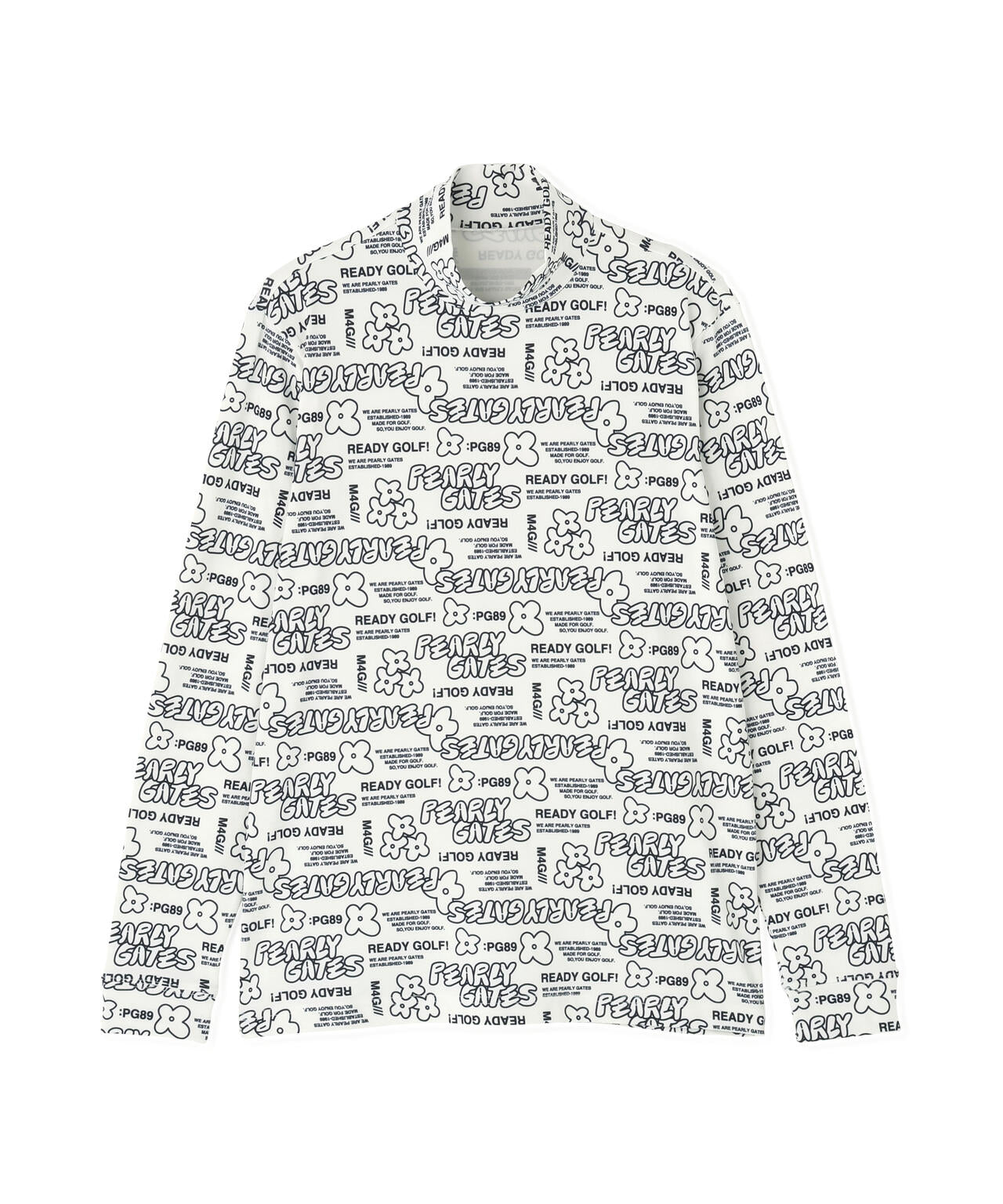 裏起毛ベア天竺長袖ハイネックカットソー ＜ロゴ×花柄プリント