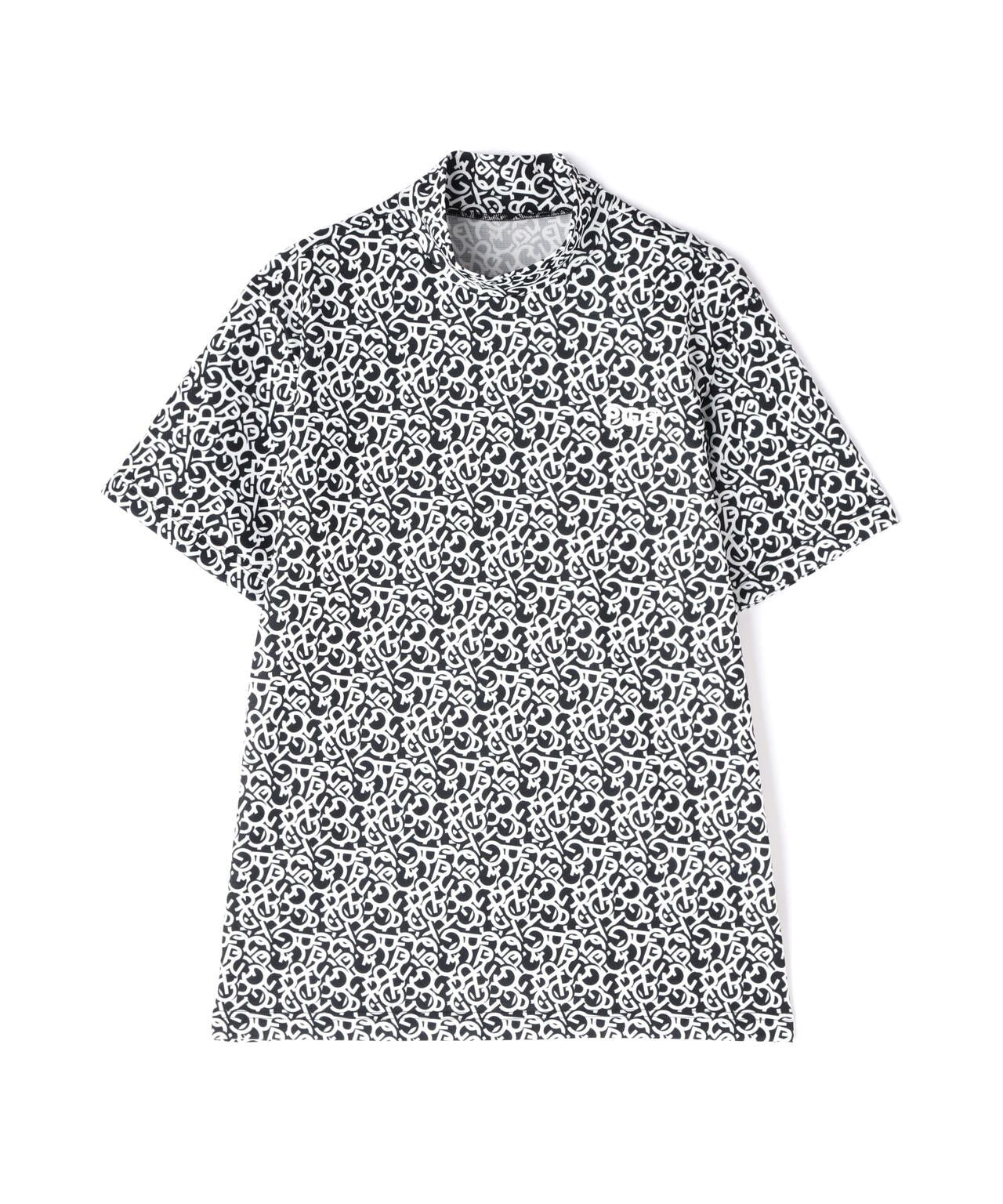 【PGG】【直営店舗&公式オンライン限定】エプシロンダブルメッシュ半袖ハイネックカットソー ＜ロゴ総柄＞ (MENS)
