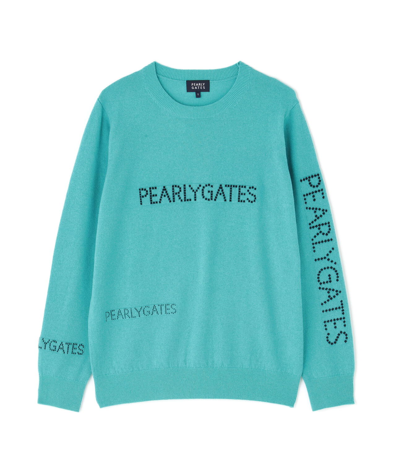 新品● パーリーゲイツ ●VICTORIA×AMOSSA クルーネックニット　L PY ロゴ ジャガード クルーネック ニット プルオーバー ＜LOGO