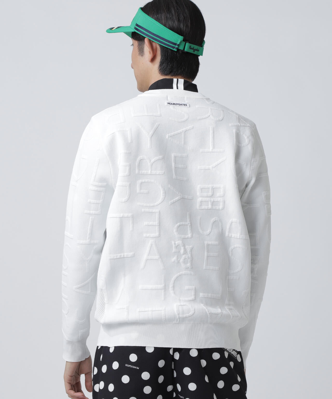 14Gクルーネックニットプルオーバー ＜ジャガードロゴ総柄＞