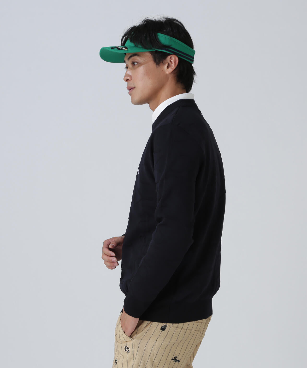 14Gクルーネックニットプルオーバー ＜ジャガードロゴ総柄＞