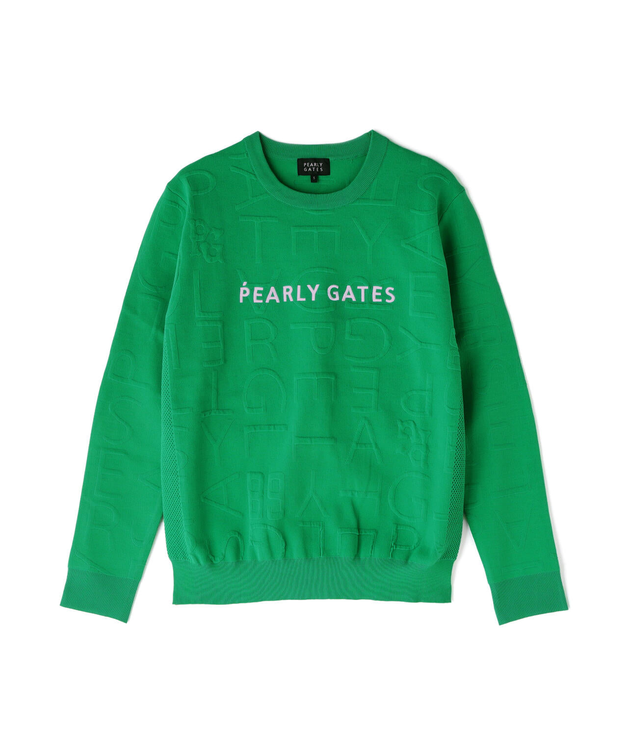 14Gクルーネックニットプルオーバー ＜ジャガードロゴ総柄＞