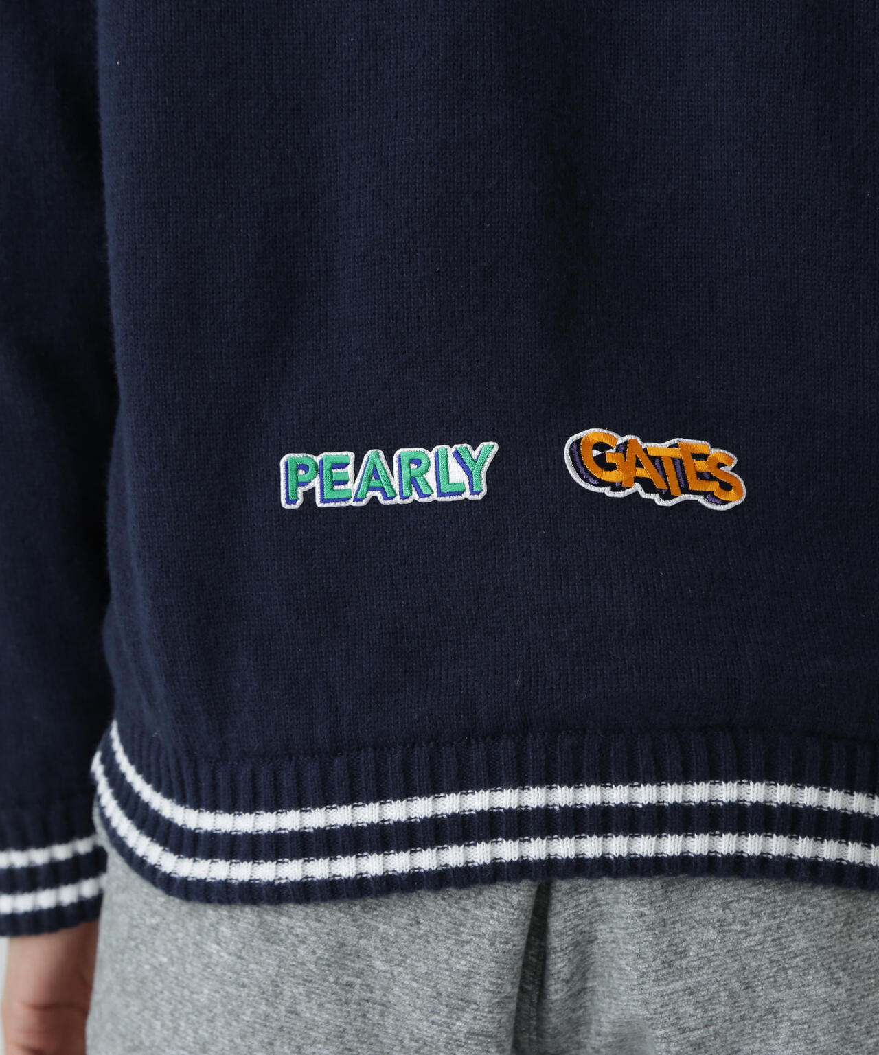 7G部分ジャガード×ストレッチ裏地フルジップニットブルゾン | PEARLY