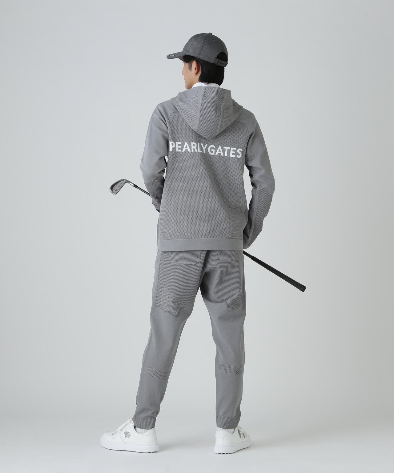 値下げ　美品PEARLY GATES フルジップジャケット&パンツセット グレー PEARLY GATES パーリーゲイツ 中綿ニットジャケット グレー×ベージュ