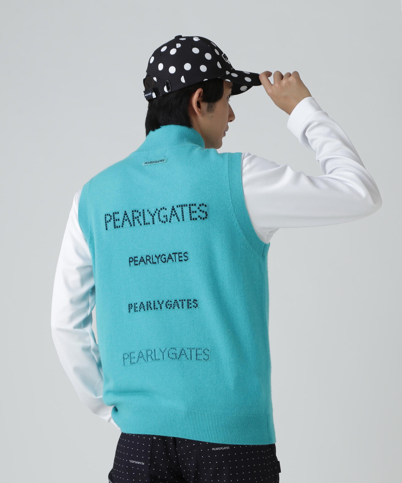 12G部分ジャガード カシミヤ100 フルジップアップニットベスト