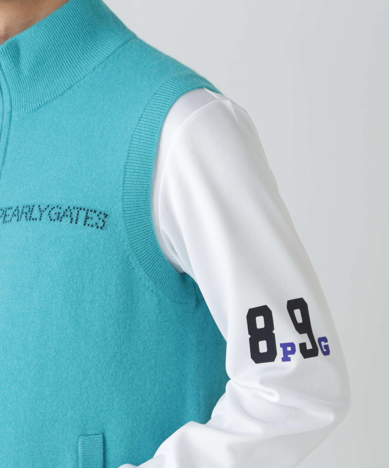 12G部分ジャガード カシミヤ100 フルジップアップニットベスト