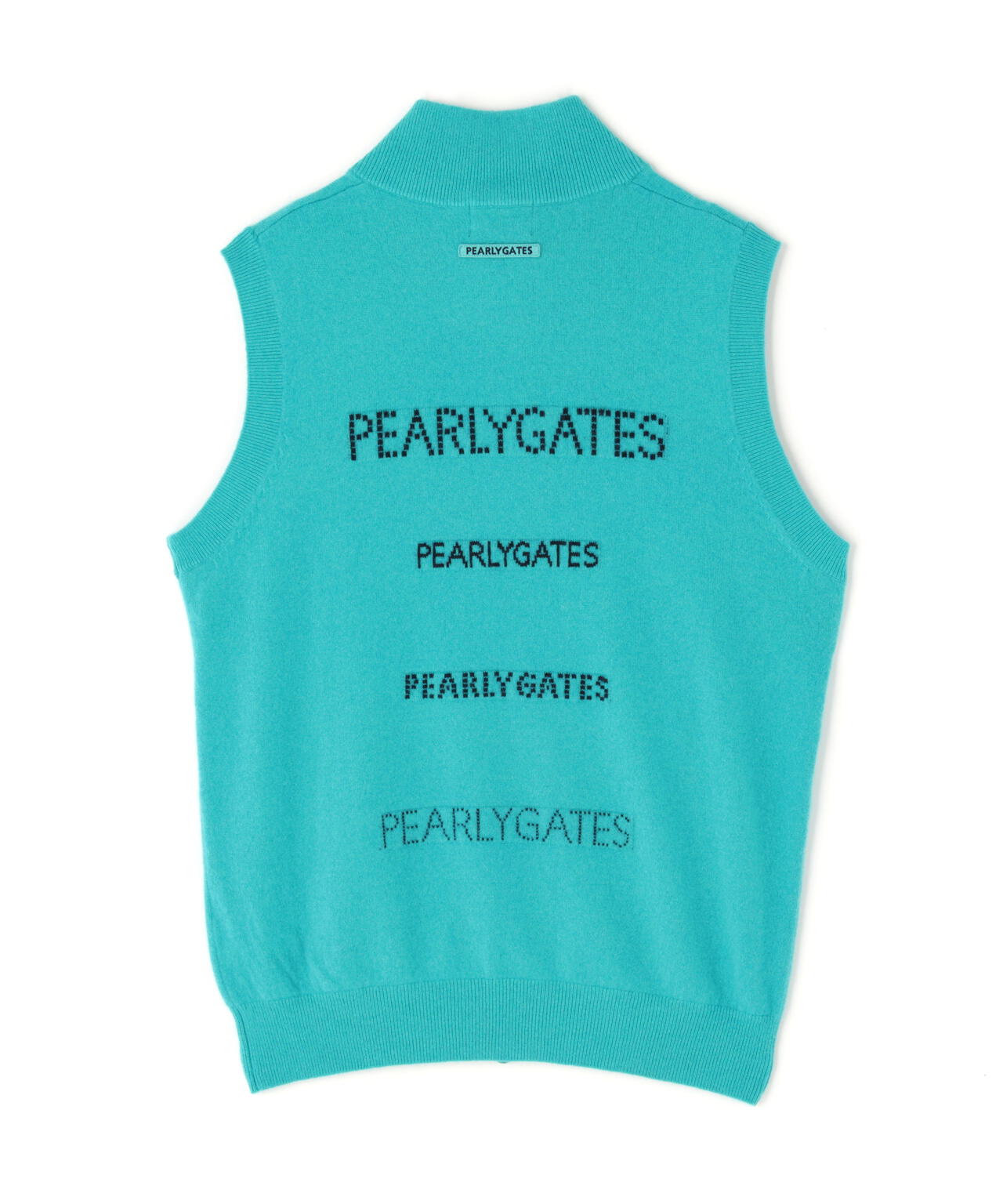 12G部分ジャガード カシミヤ100 フルジップアップニットベスト