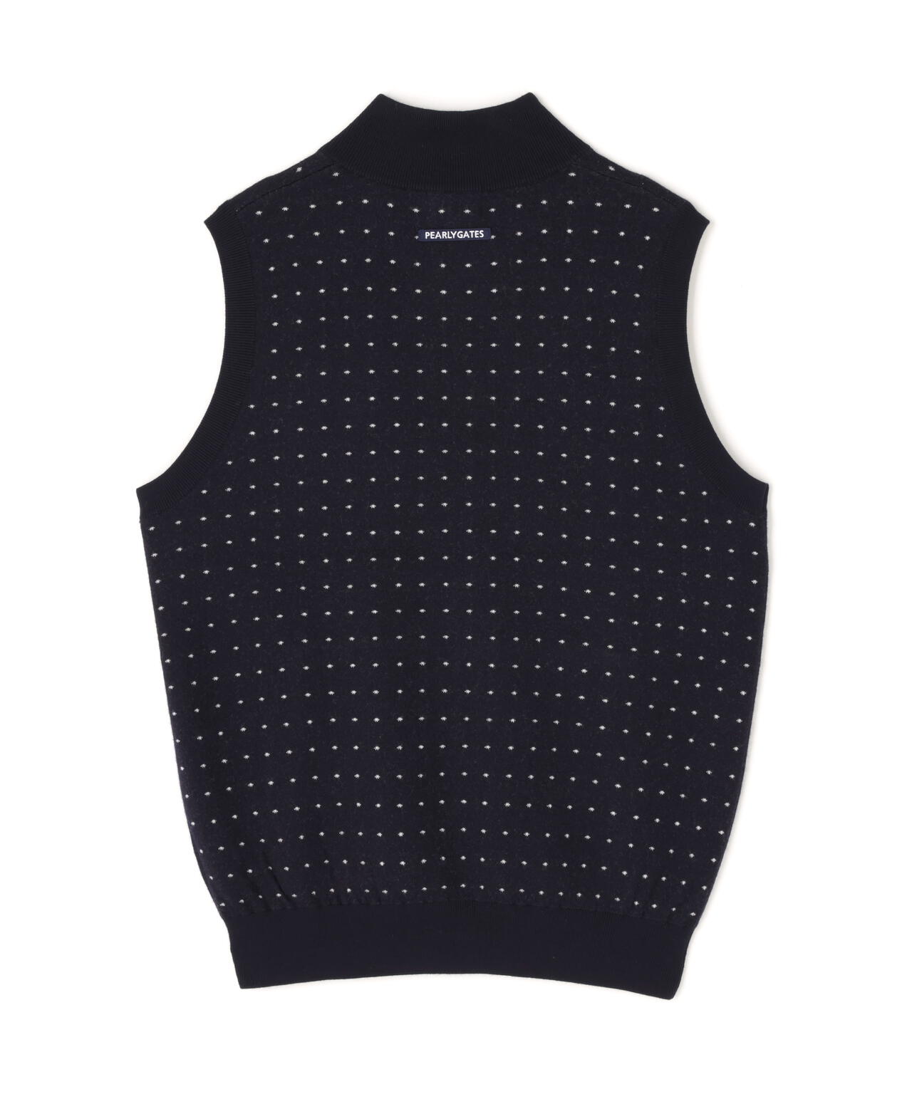 14Gダブルジャガードカシミヤ混フルジップニットベスト ＜ミニドット柄＞