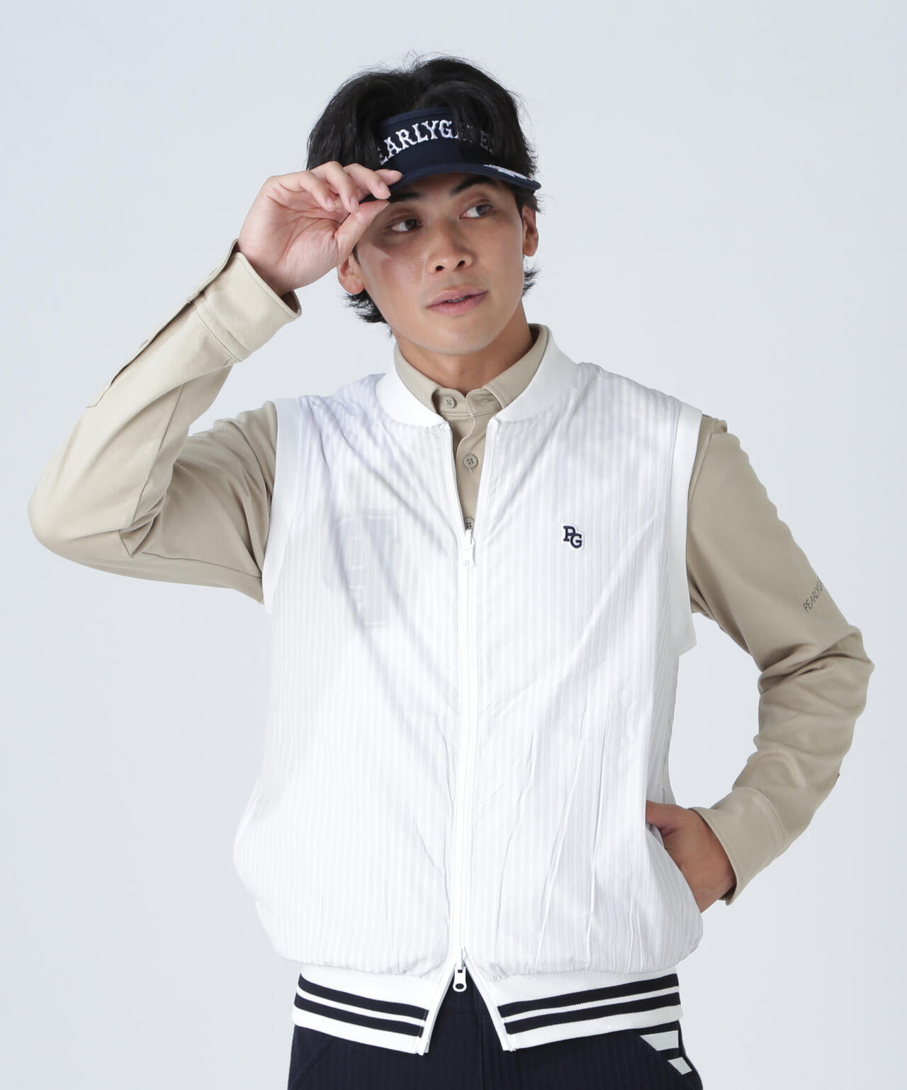 ジャガードリバーシブル フルジップニットベスト | PEARLY GATES