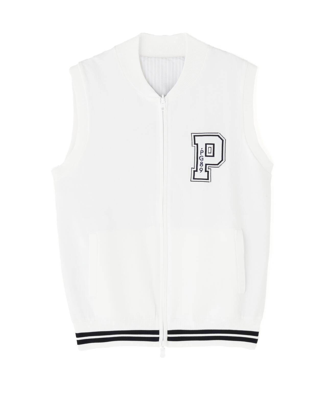 ジャガードリバーシブル フルジップニットベスト