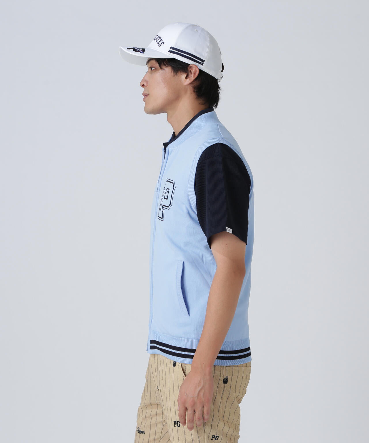 ジャガードリバーシブル フルジップニットベスト