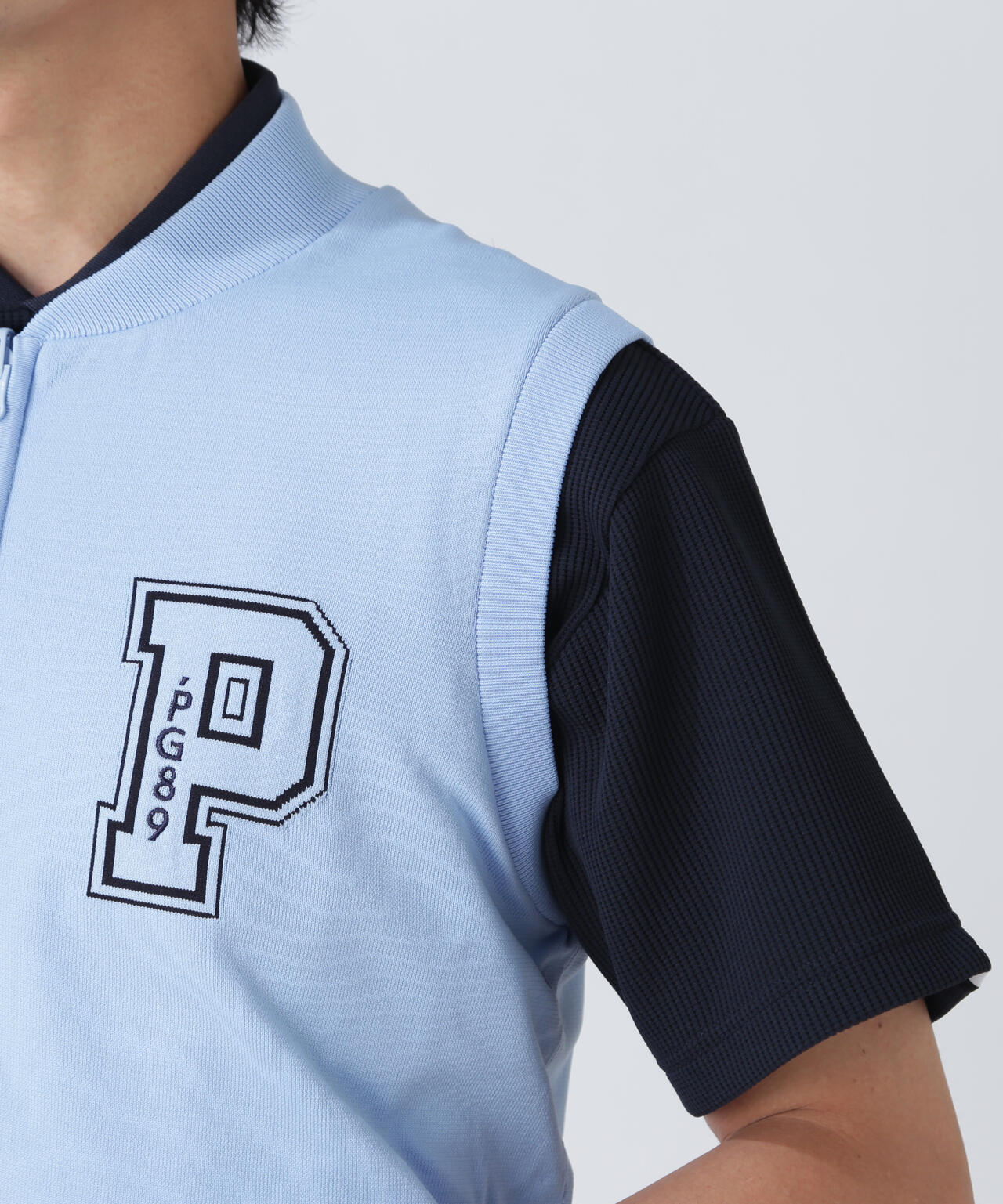 ジャガードリバーシブル フルジップニットベスト