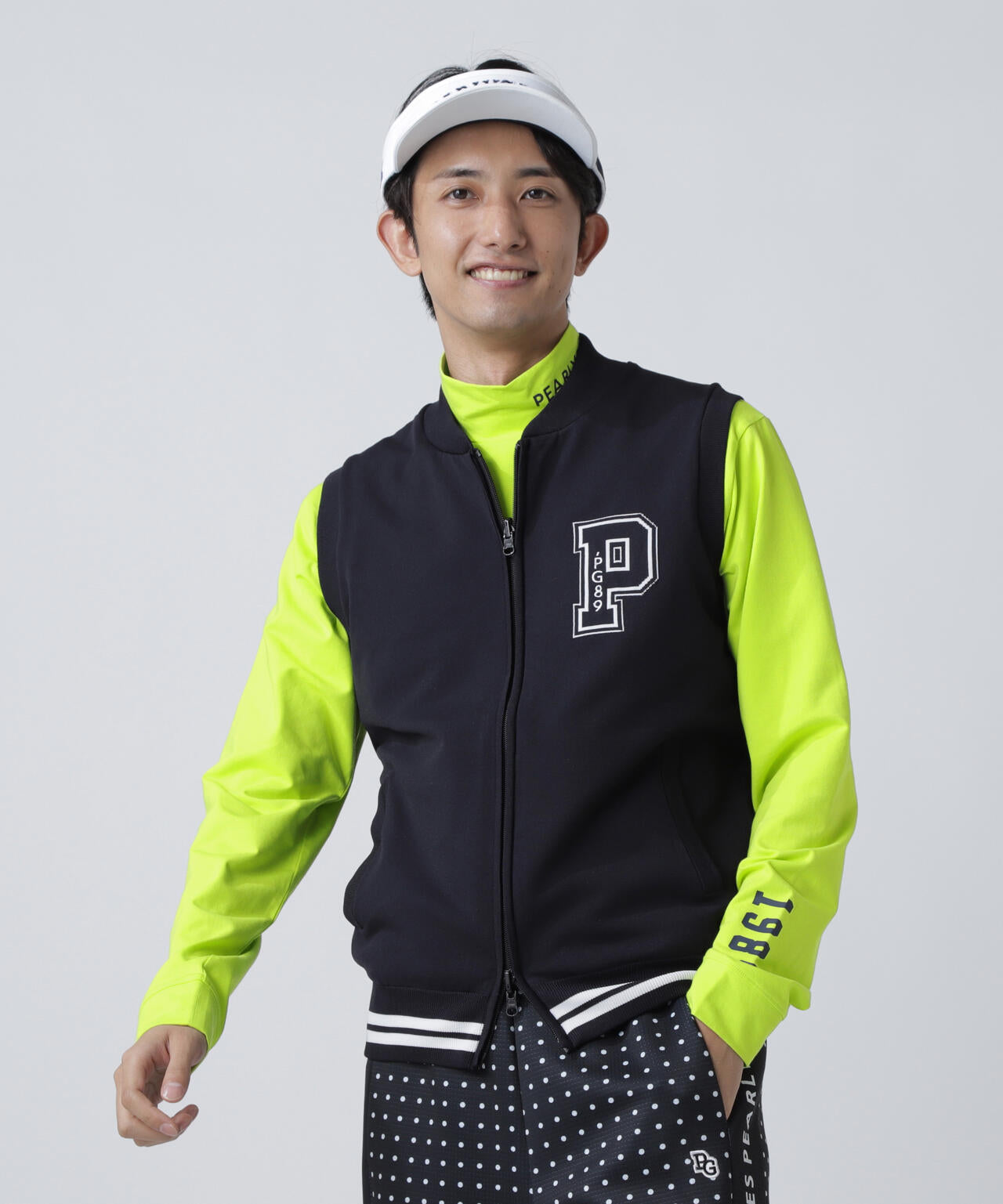 ジャガードリバーシブル フルジップニットベスト