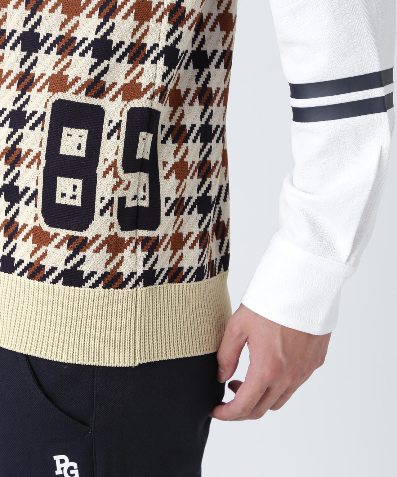 14GジャガードVネックニットベスト ＜ガンクラブチェック柄＞