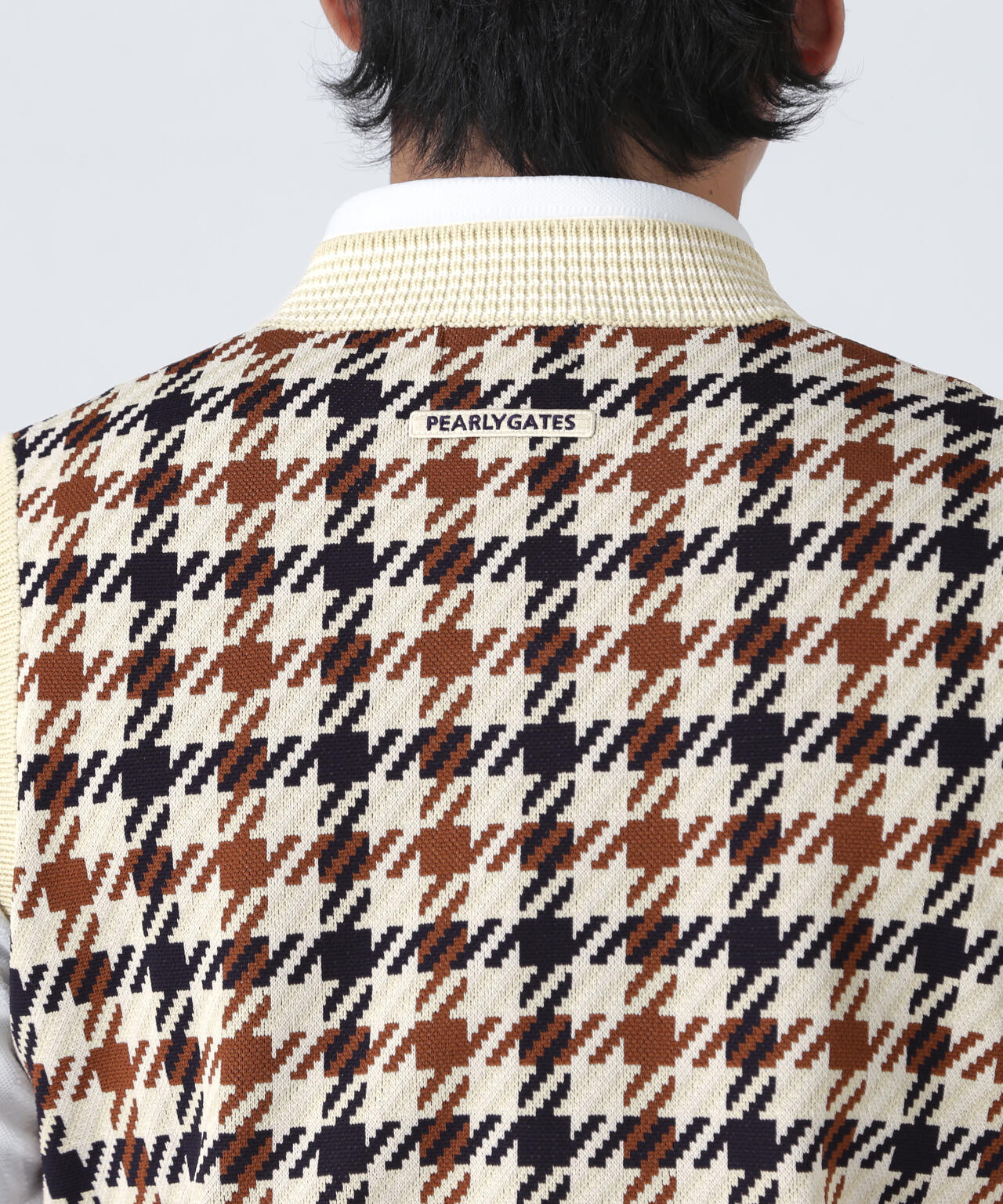 14GジャガードVネックニットベスト ＜ガンクラブチェック柄＞