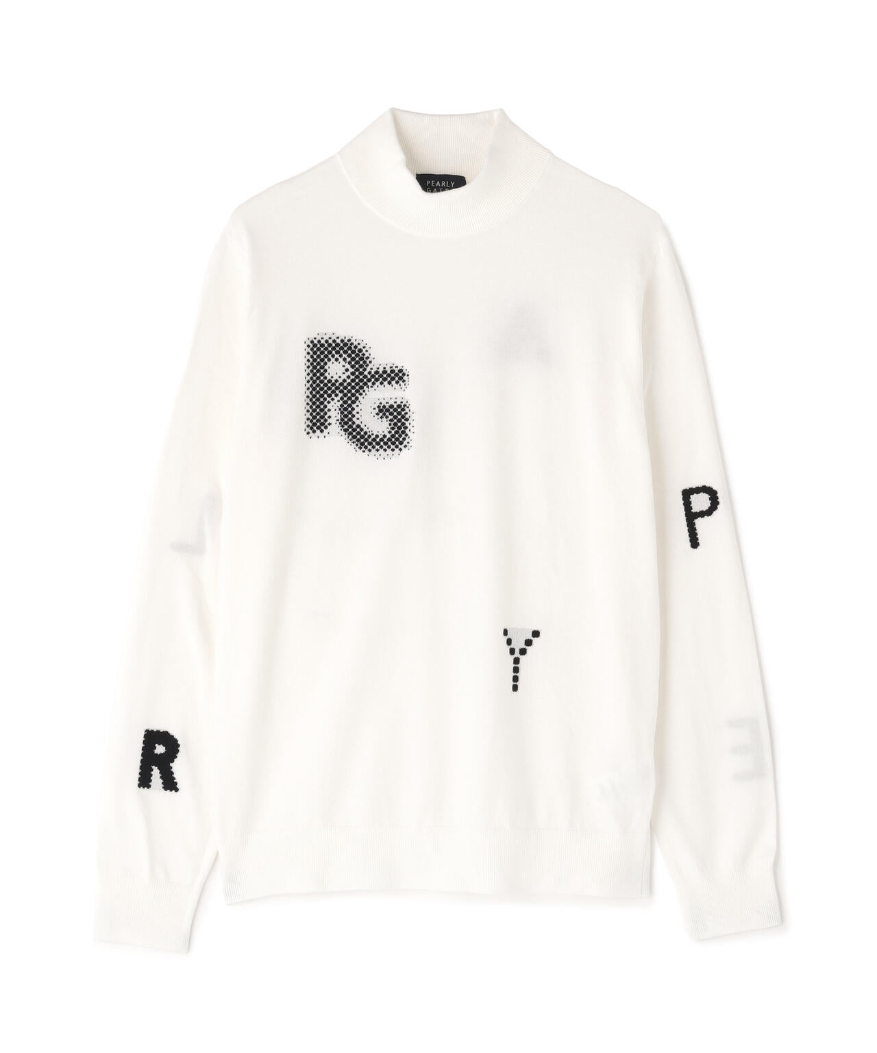 12G部分ジャガードカシミヤタッチコットンハイネックニットプルオーバー